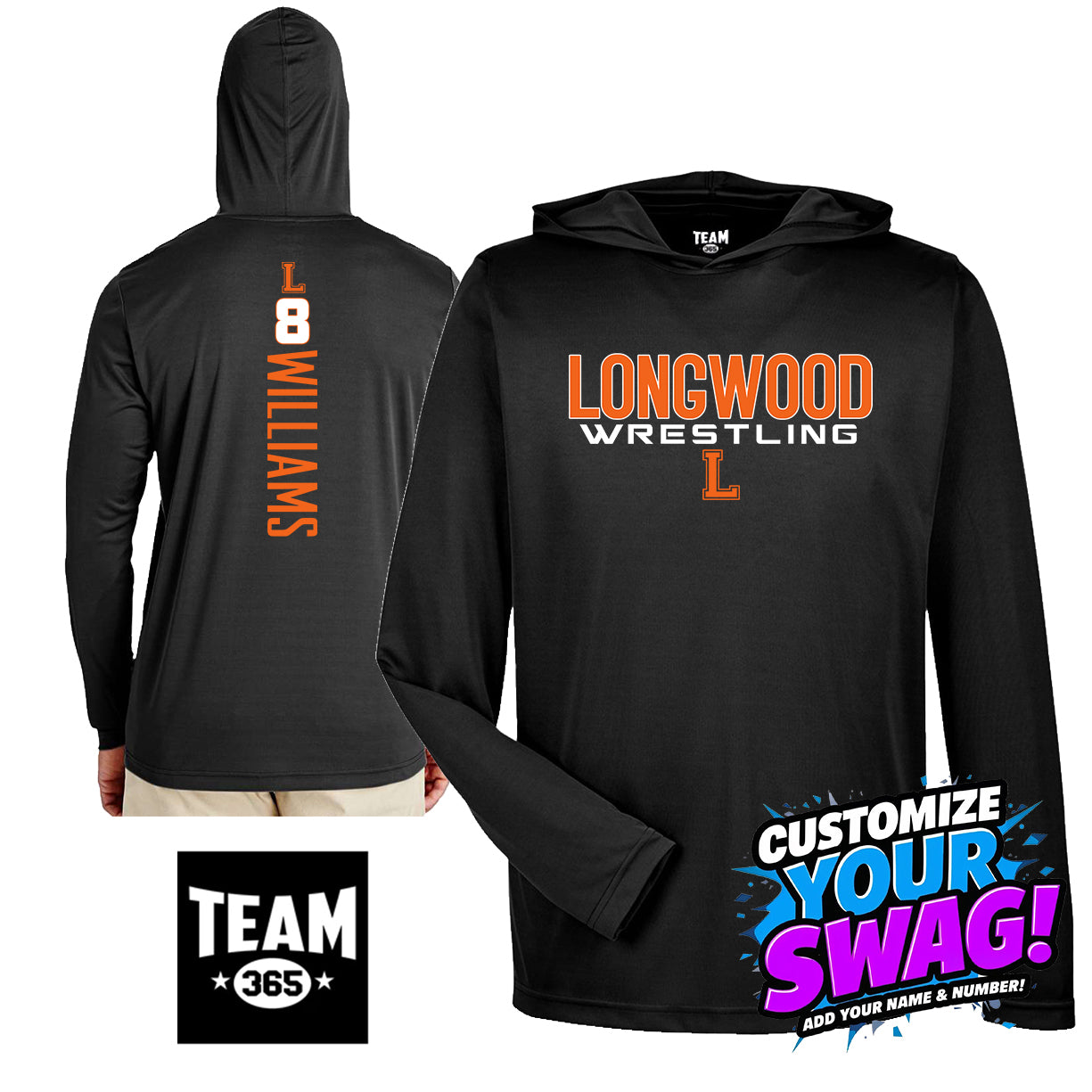GAME TIME - Team 365 Youth & Men's Zone Performance Hoodie - Longwood Wrestling