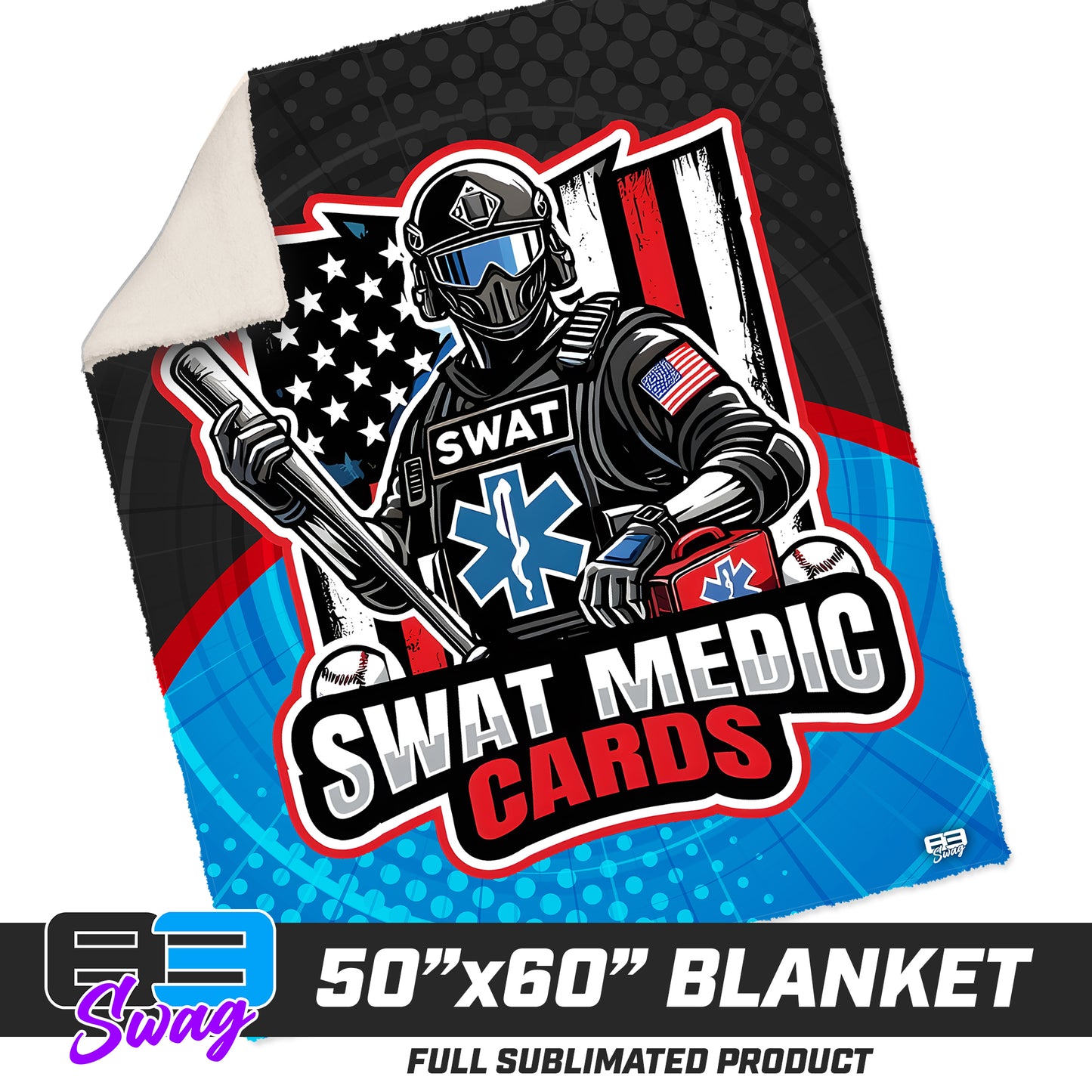 CUSTOM - 50”x60” Plush Sherpa Blanket - Swat Medic Cards