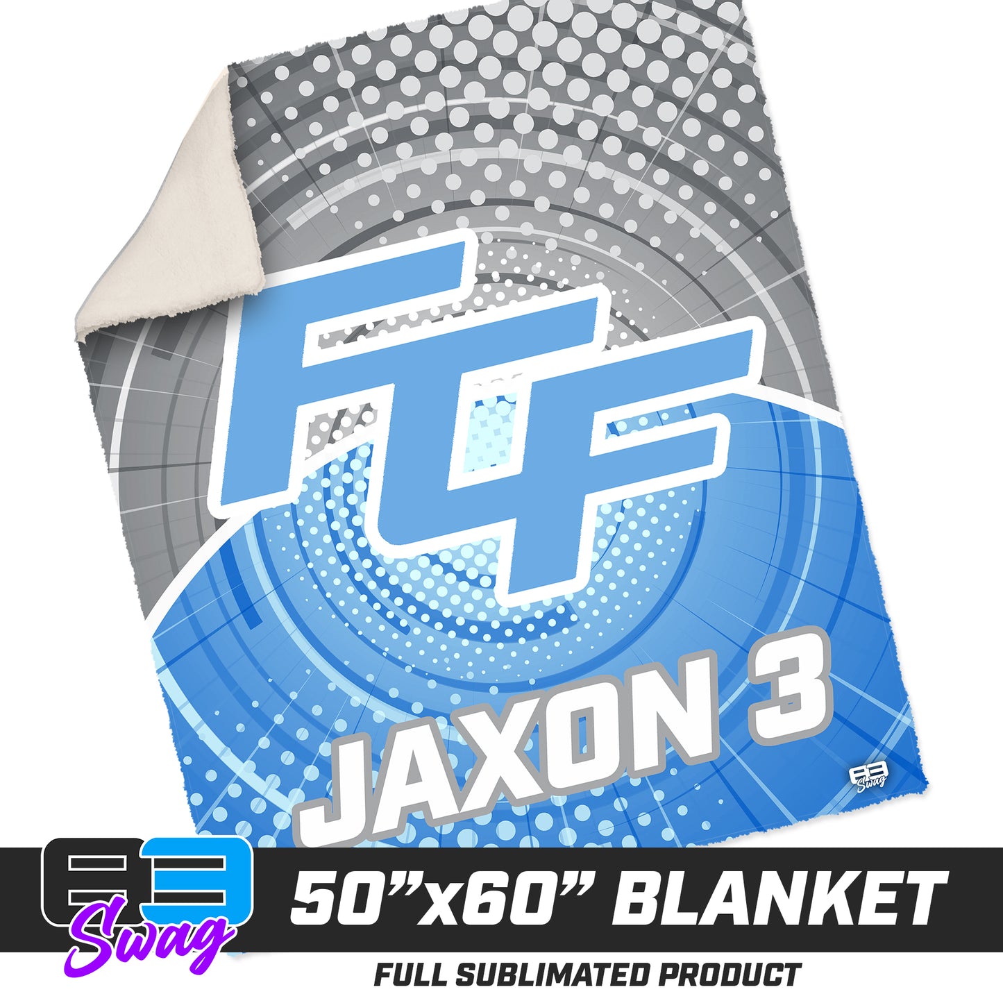 CUSTOM - 50”x60” Plush Sherpa Blanket - FCF Flight Baseball Blue