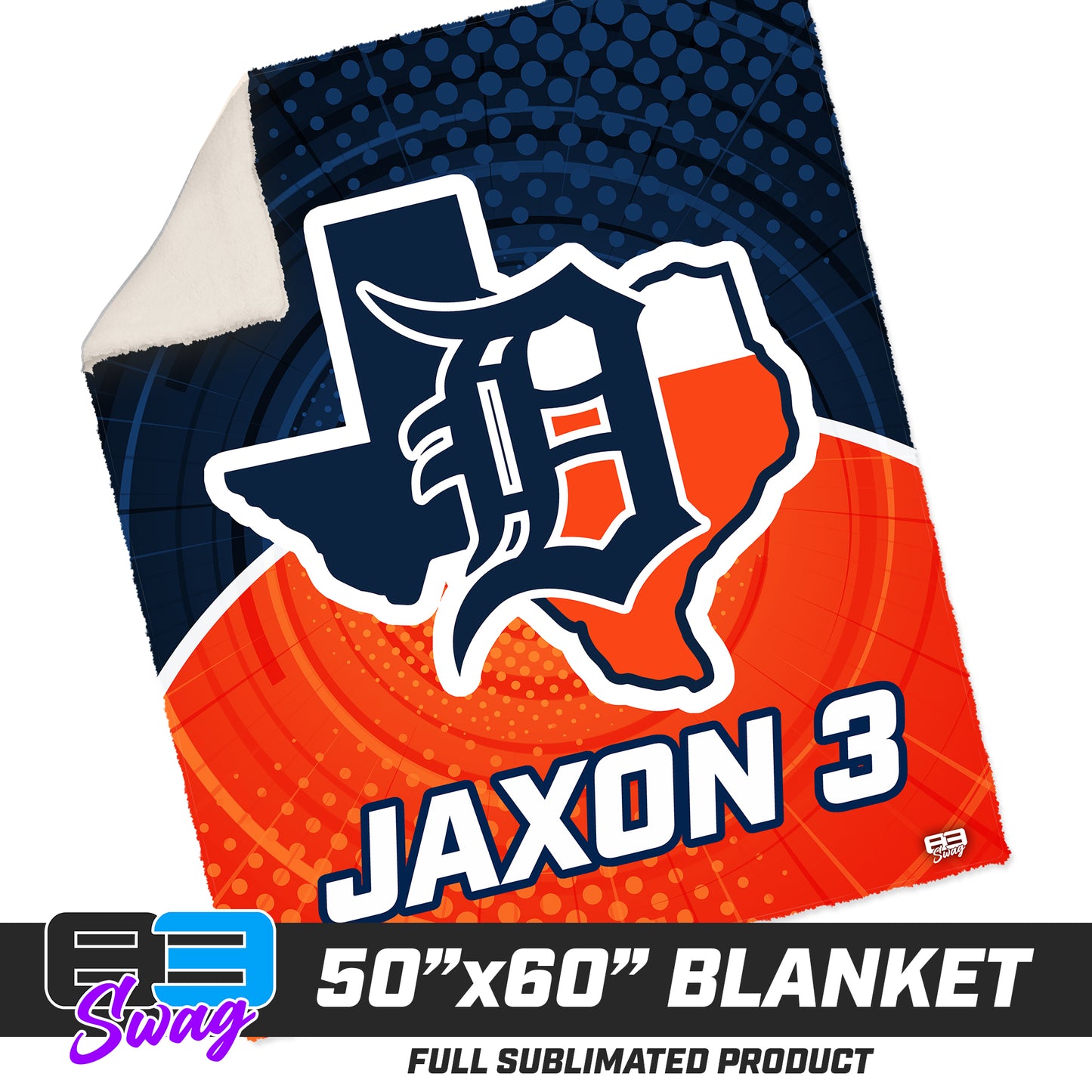 CUSTOM - 50”x60” Plush Sherpa Blanket - Dallas Tigers Baseball