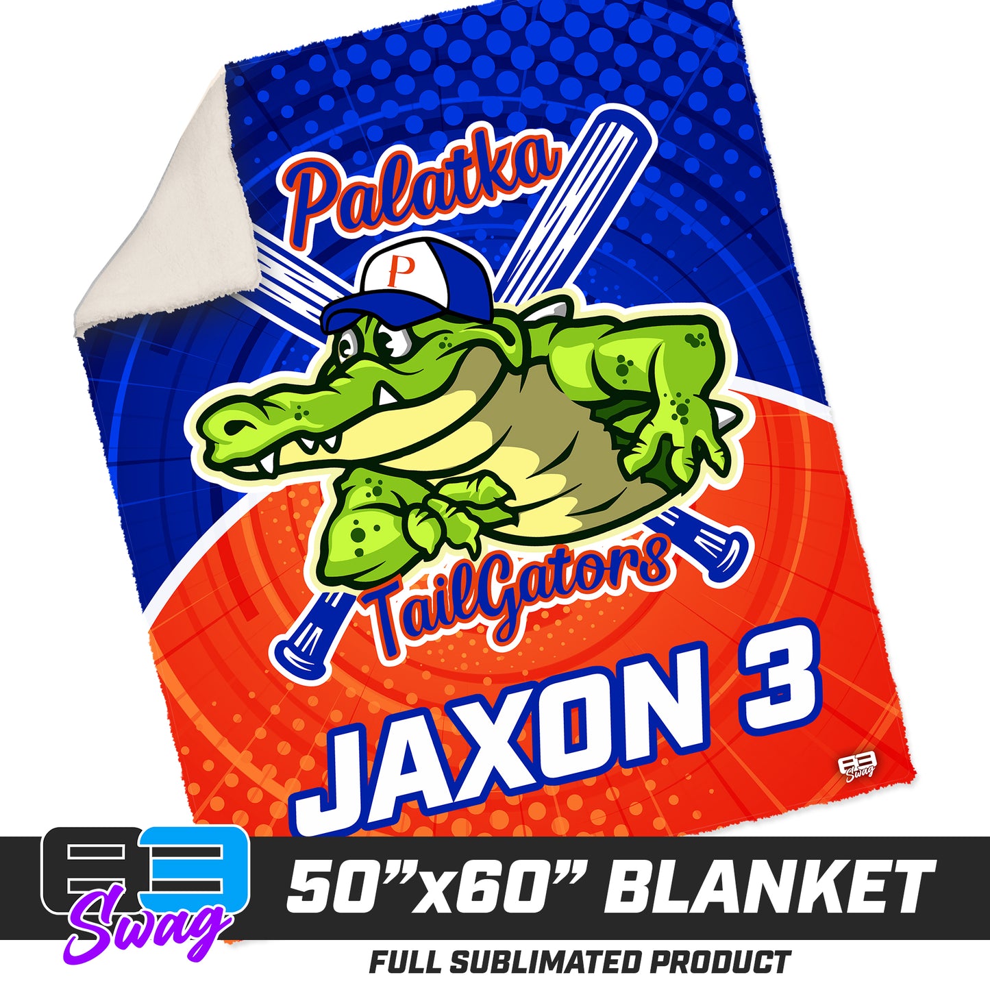 CUSTOM - 50”x60” Plush Sherpa Blanket - Palatka TailGators Baseball