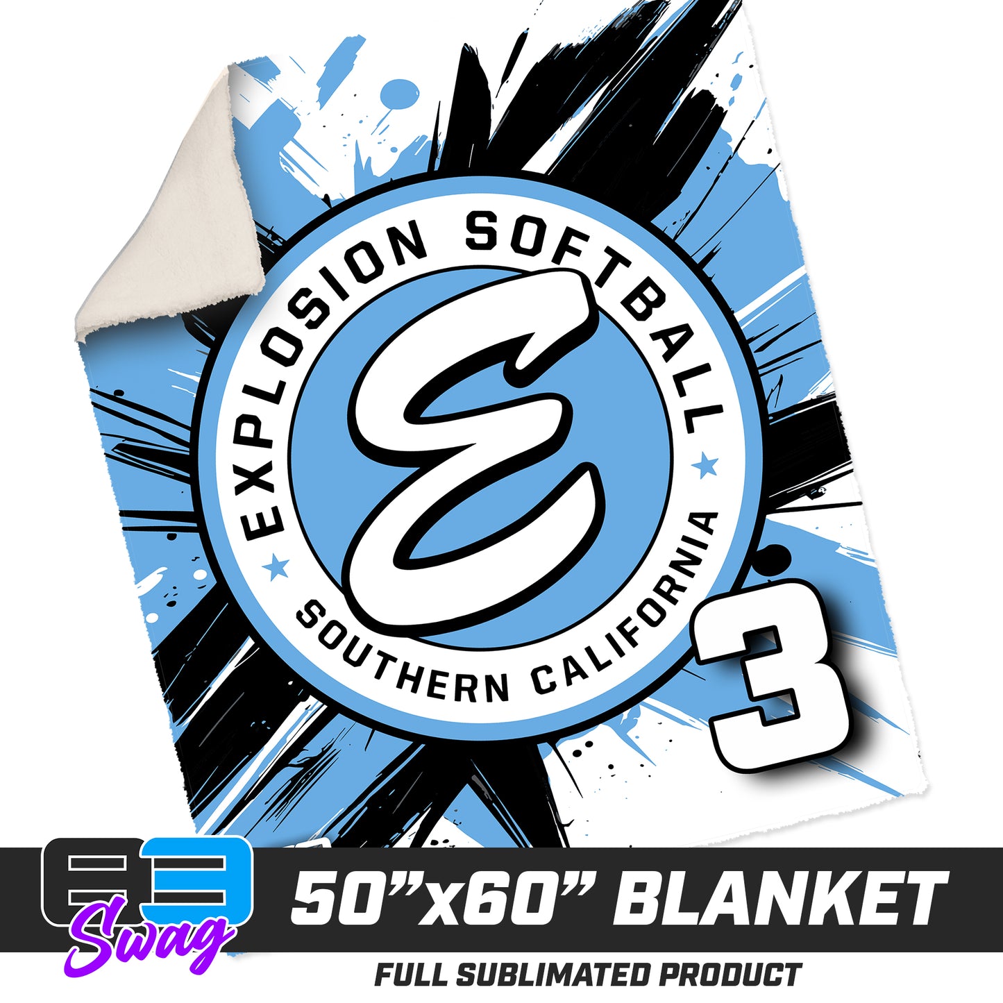 50”x60” Plush Sherpa Blanket - Explosion Softball