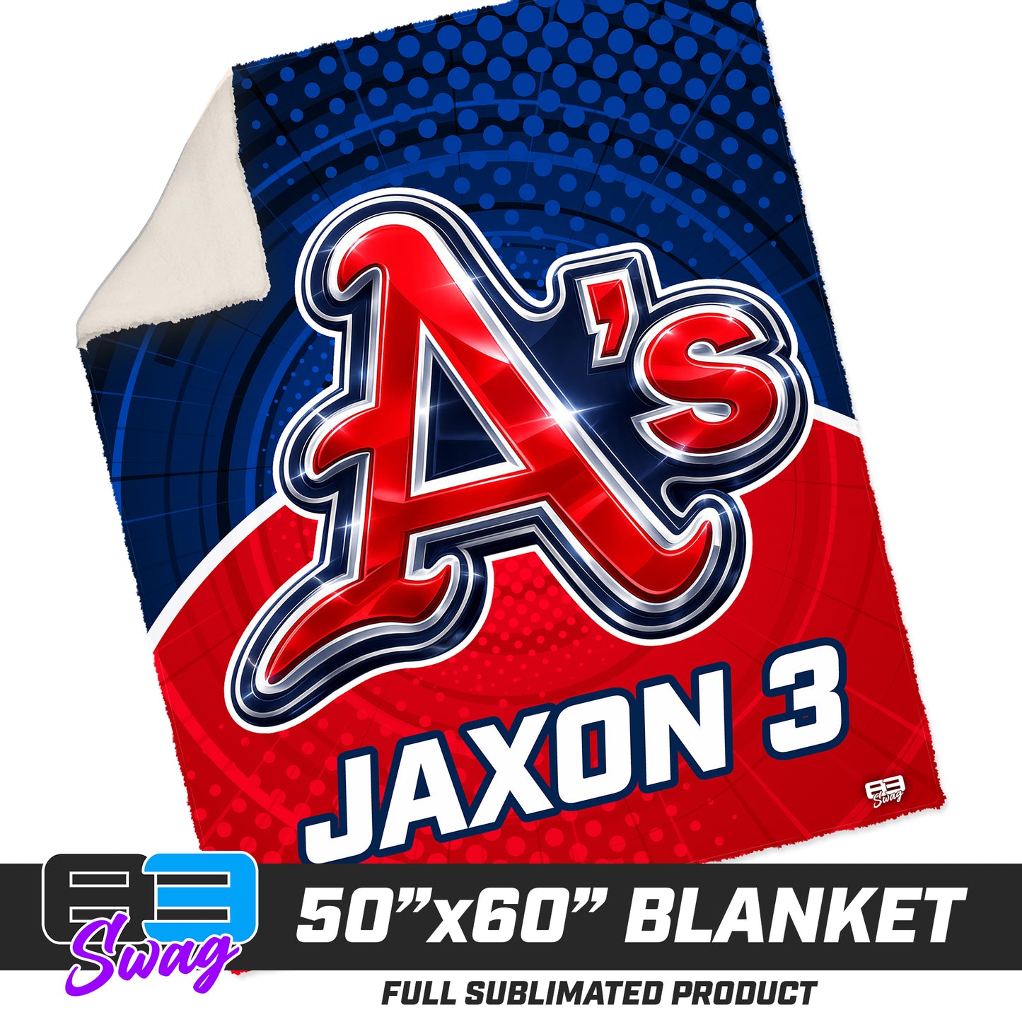 CUSTOM - 50”x60” Plush Sherpa Blanket - Little Rock A's Baseball
