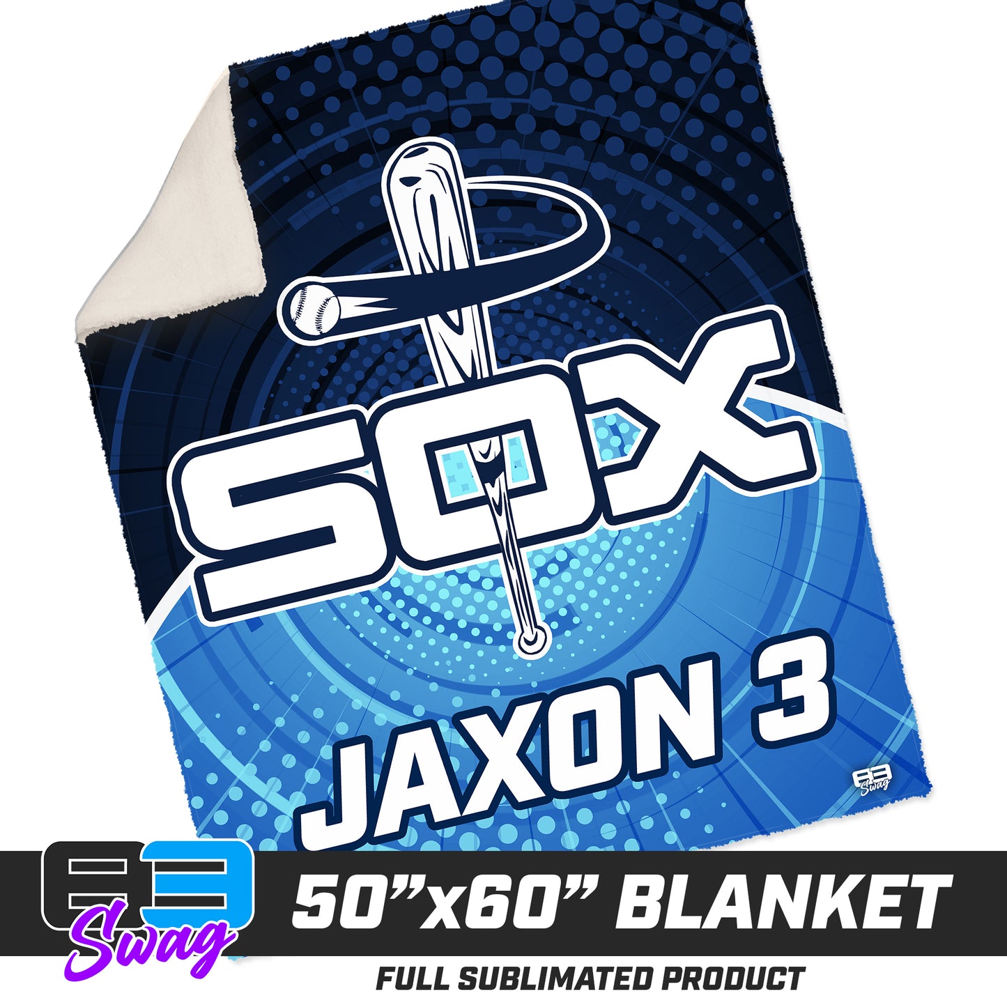 CUSTOM - 50”x60” Plush Sherpa Blanket - East Coast Sox Baseball