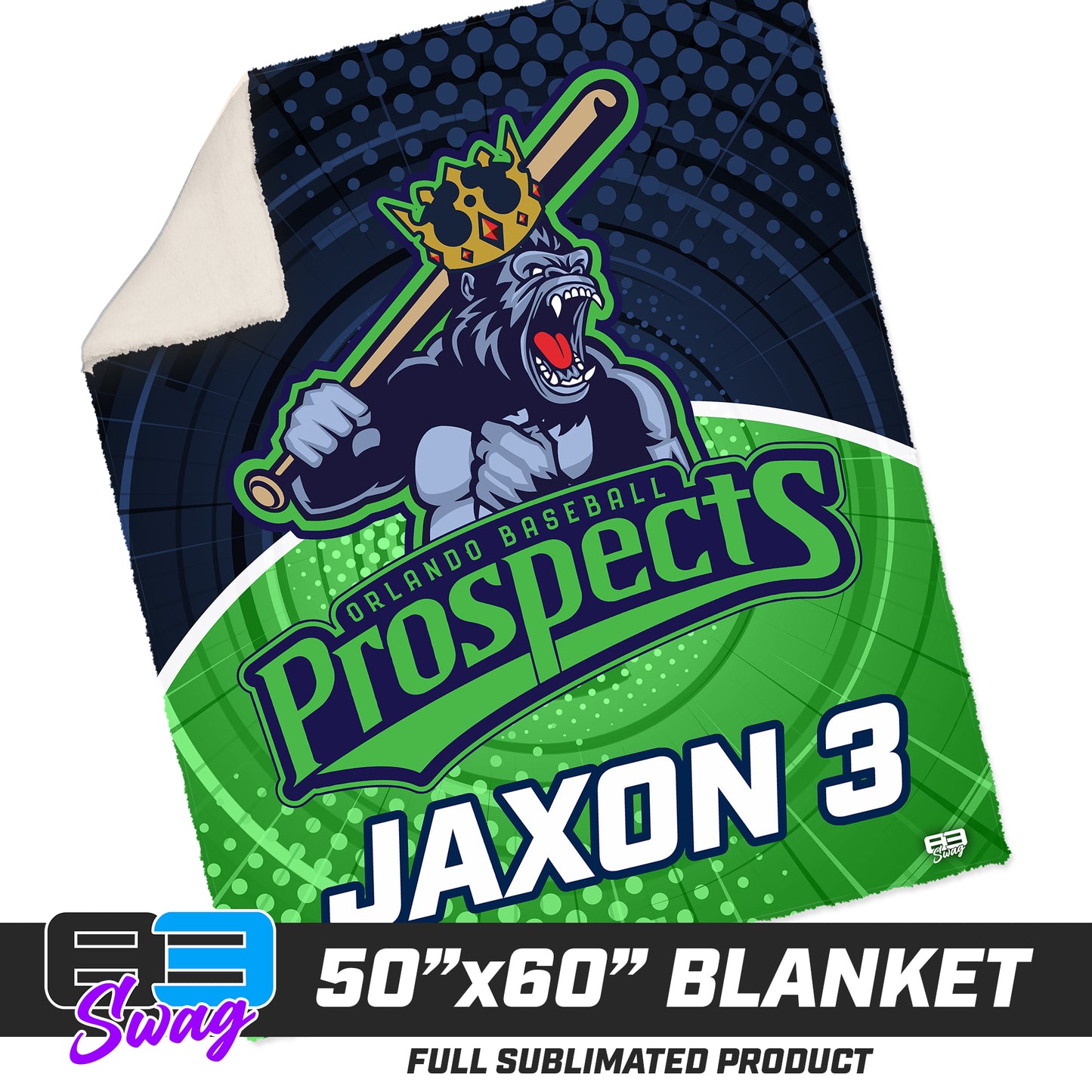 CUSTOM - 50”x60” Plush Sherpa Blanket - Orlando Baseball Prospects - OBP - Gorilla Kings