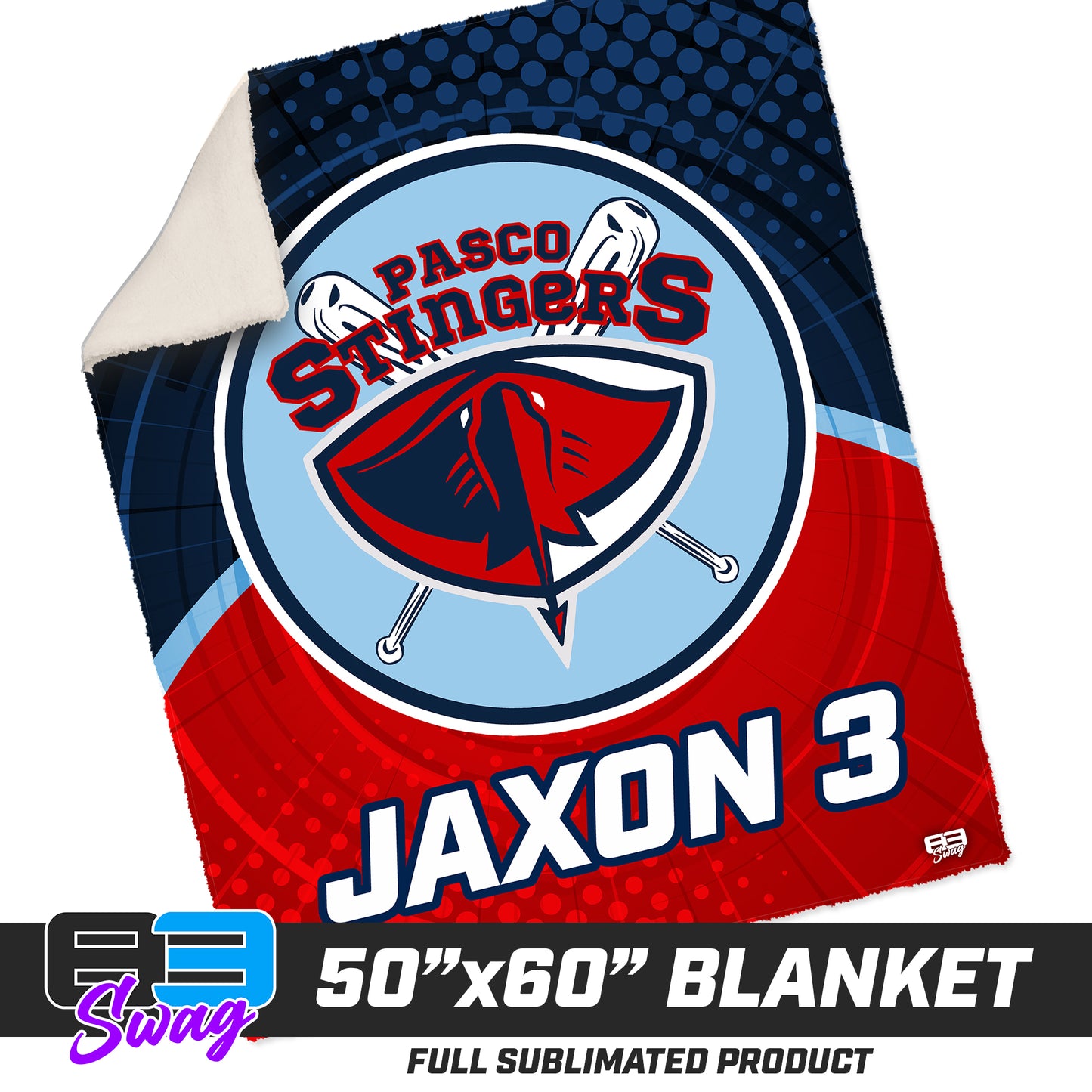 CUSTOM - 50”x60” Plush Sherpa Blanket - Pasco Stingers Baseball