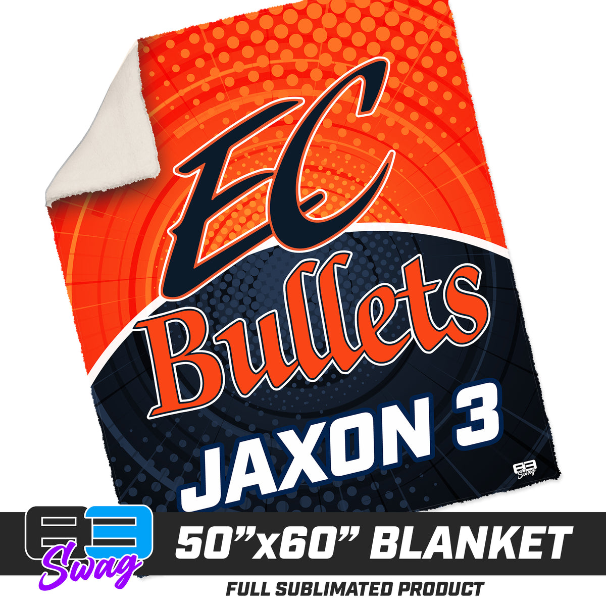 CUSTOM - 50”x60” Plush Sherpa Blanket - EC Bullets Softball