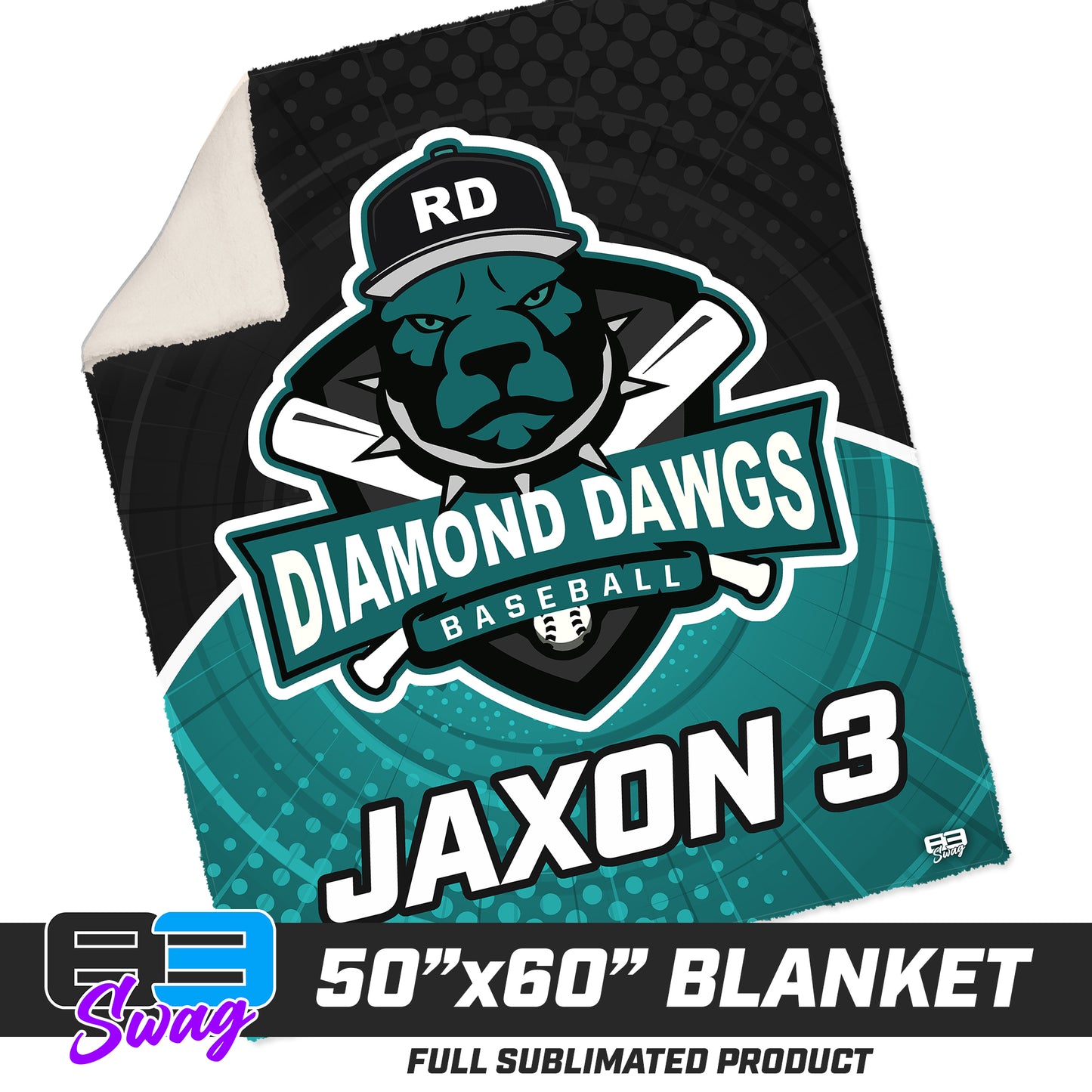 CUSTOM - 50”x60” Plush Sherpa Blanket - Diamond Dawgs Baseball