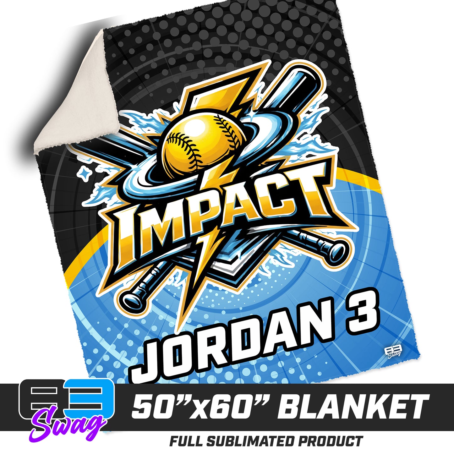 CUSTOM - 50”x60” Plush Sherpa Blanket - Impact Softball - Massachusetts