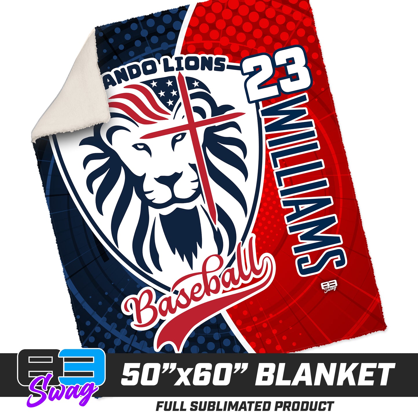 CUSTOM - 50”x60” Plush Sherpa Blanket - Orlando Lions Baseball