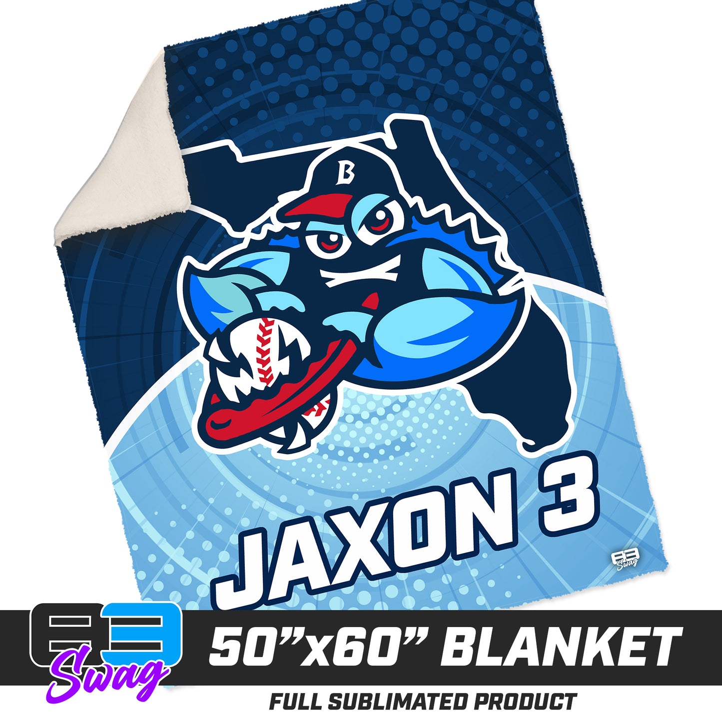 CUSTOM - 50”x60” Plush Sherpa Blanket - FCA Blueclaws Baseball