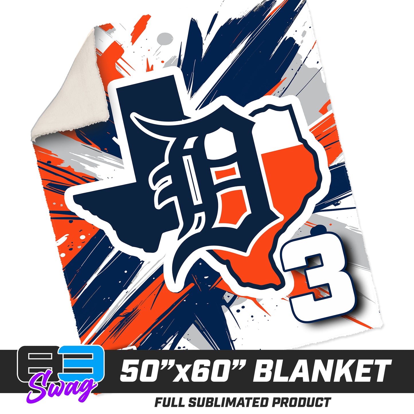 50”x60” Plush Sherpa Blanket - Dallas Tigers Baseball v.26