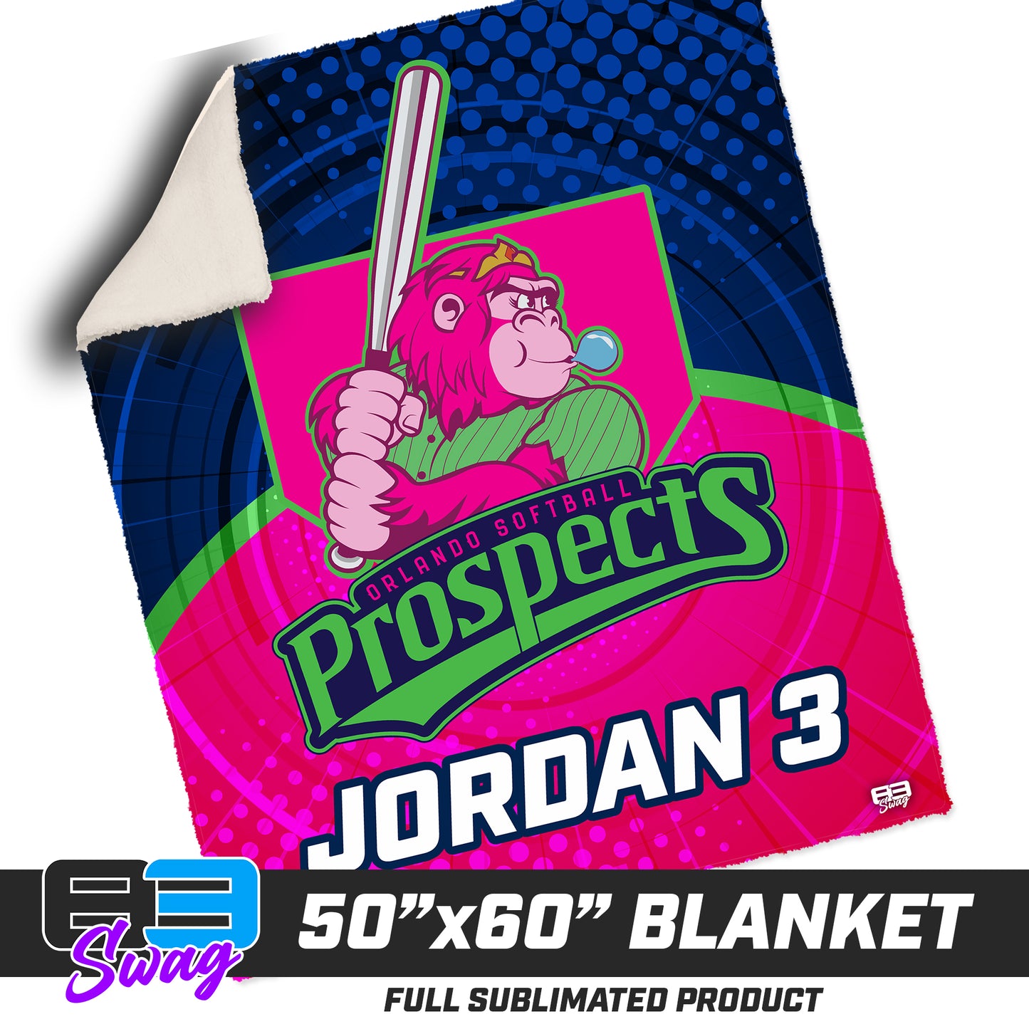 CUSTOM - 50”x60” Plush Sherpa Blanket - OSP Gorilla Queens Softball