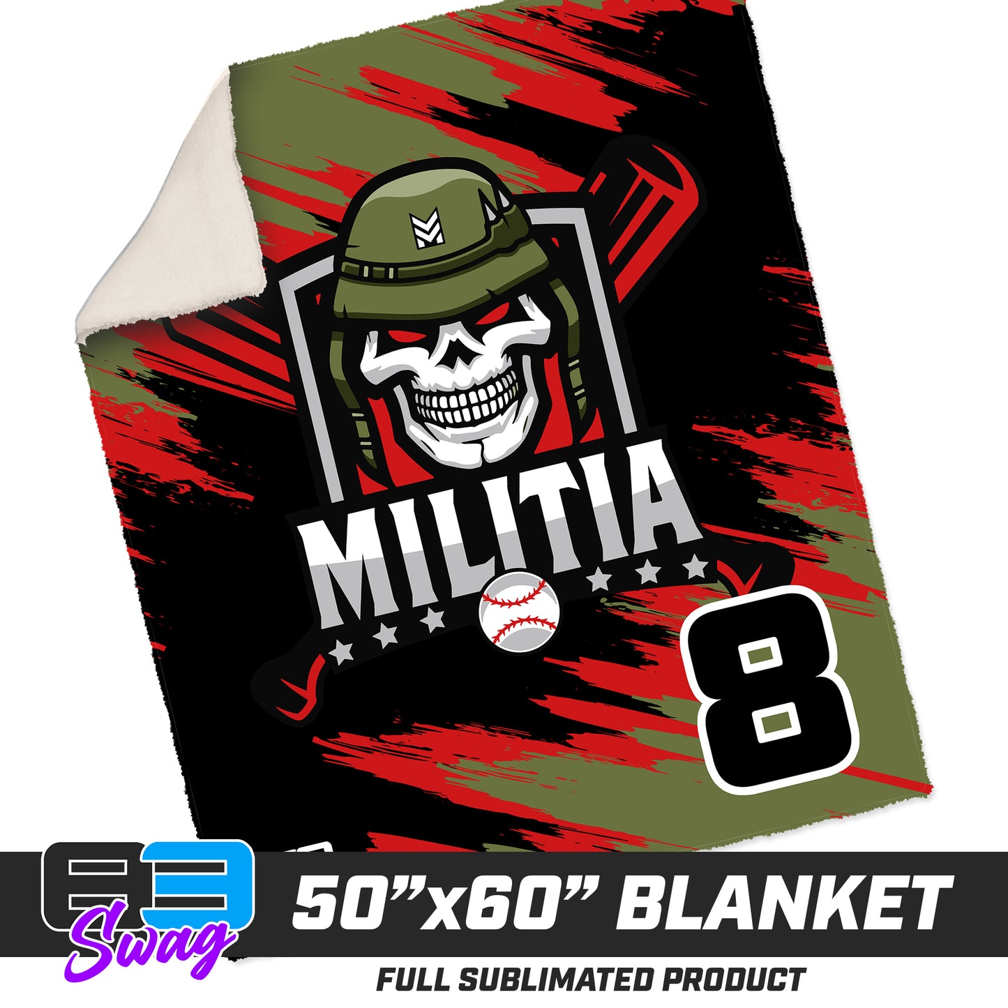 50”x60” Plush Sherpa Blanket - Militia Baseball