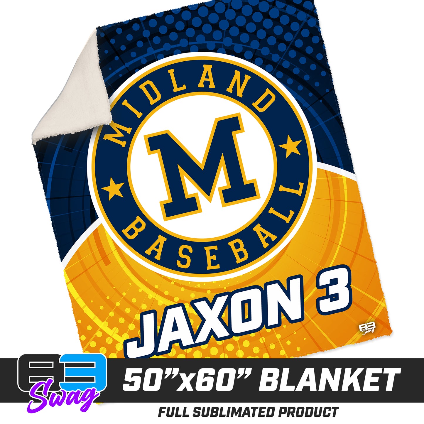 CUSTOM - 50”x60” Plush Sherpa Blanket - Midland Baseball