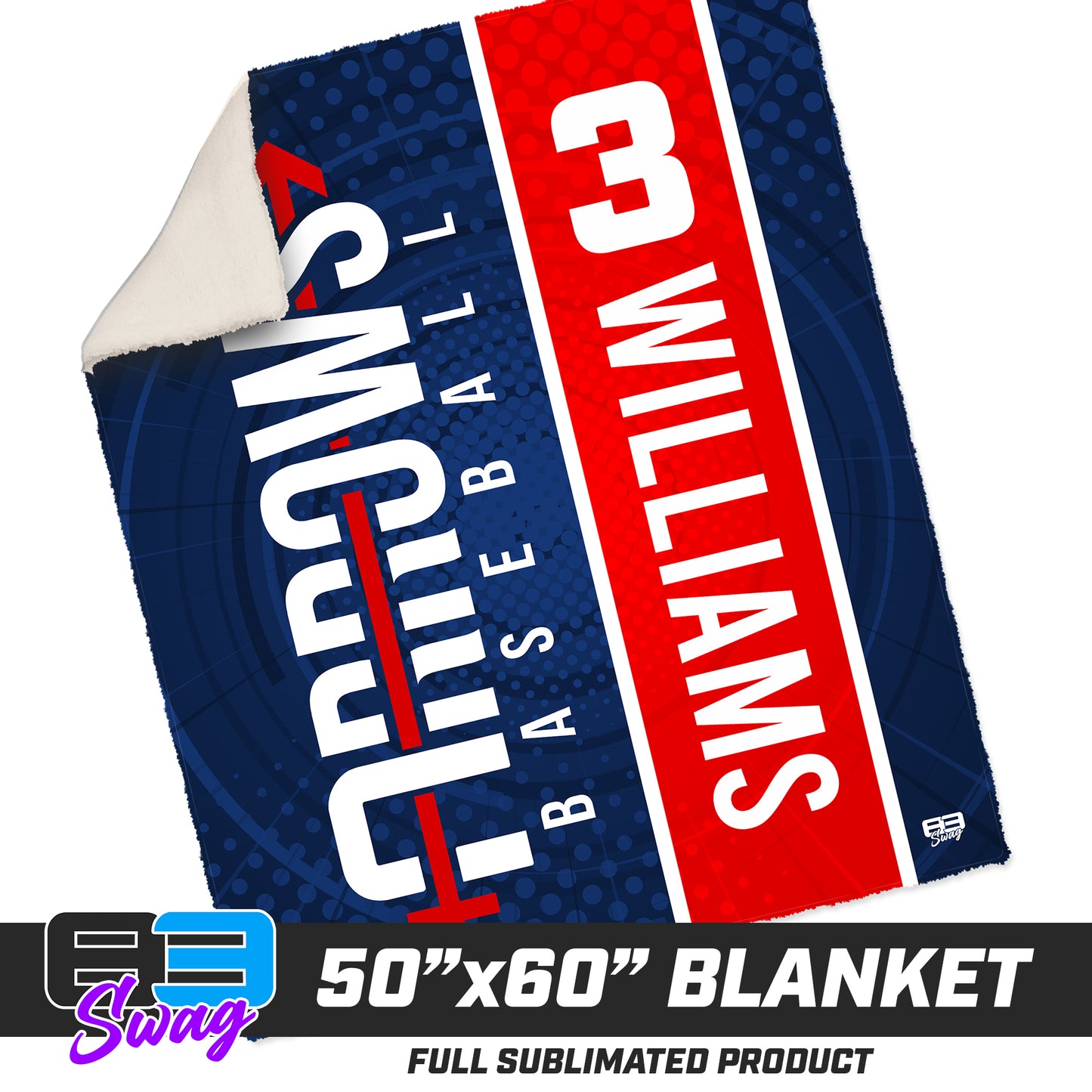 CUSTOM - 50”x60” Plush Sherpa Blanket - Arrows Baseball