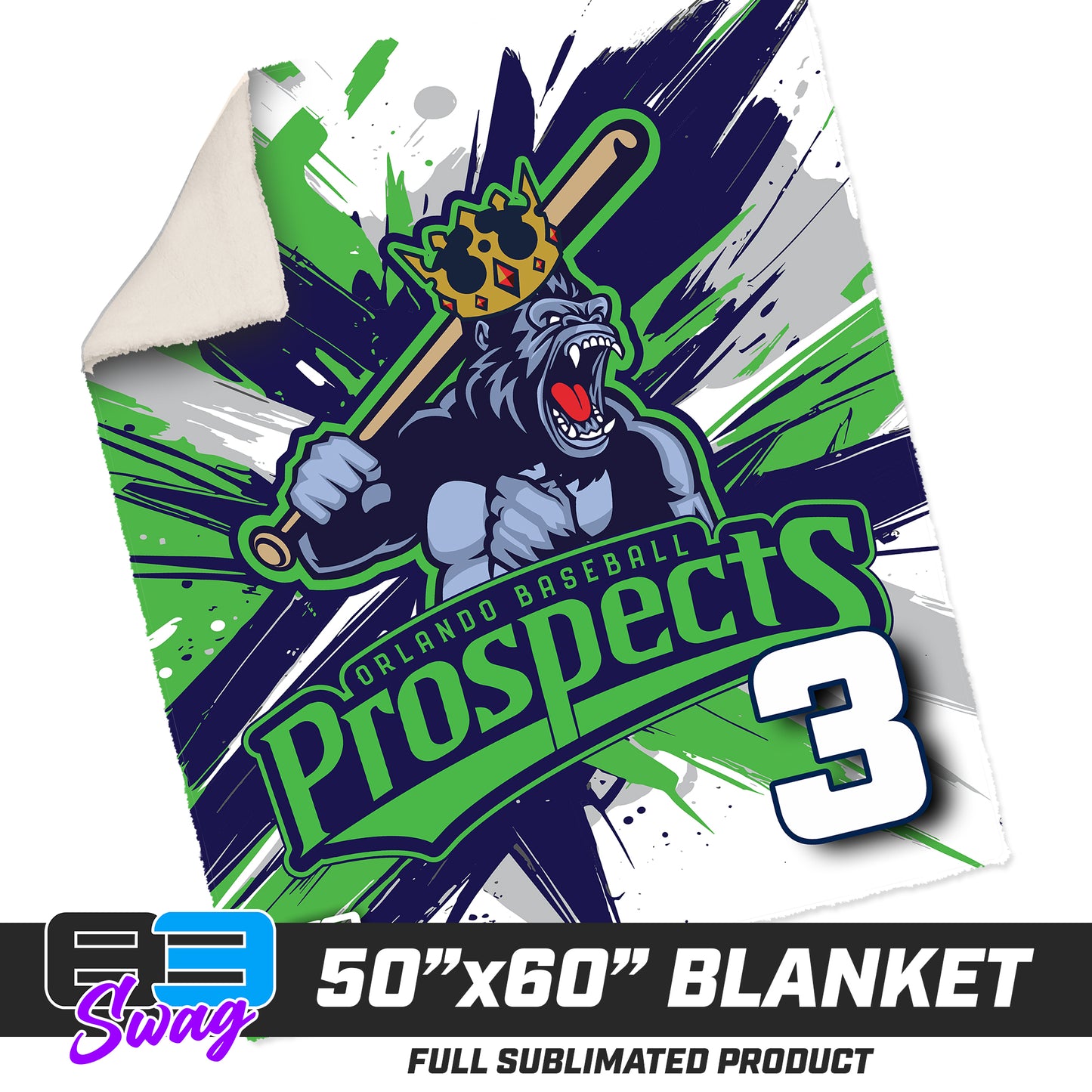 50”x60” Plush Sherpa Blanket - Orlando Baseball Prospects - Gorilla Kings V.2026