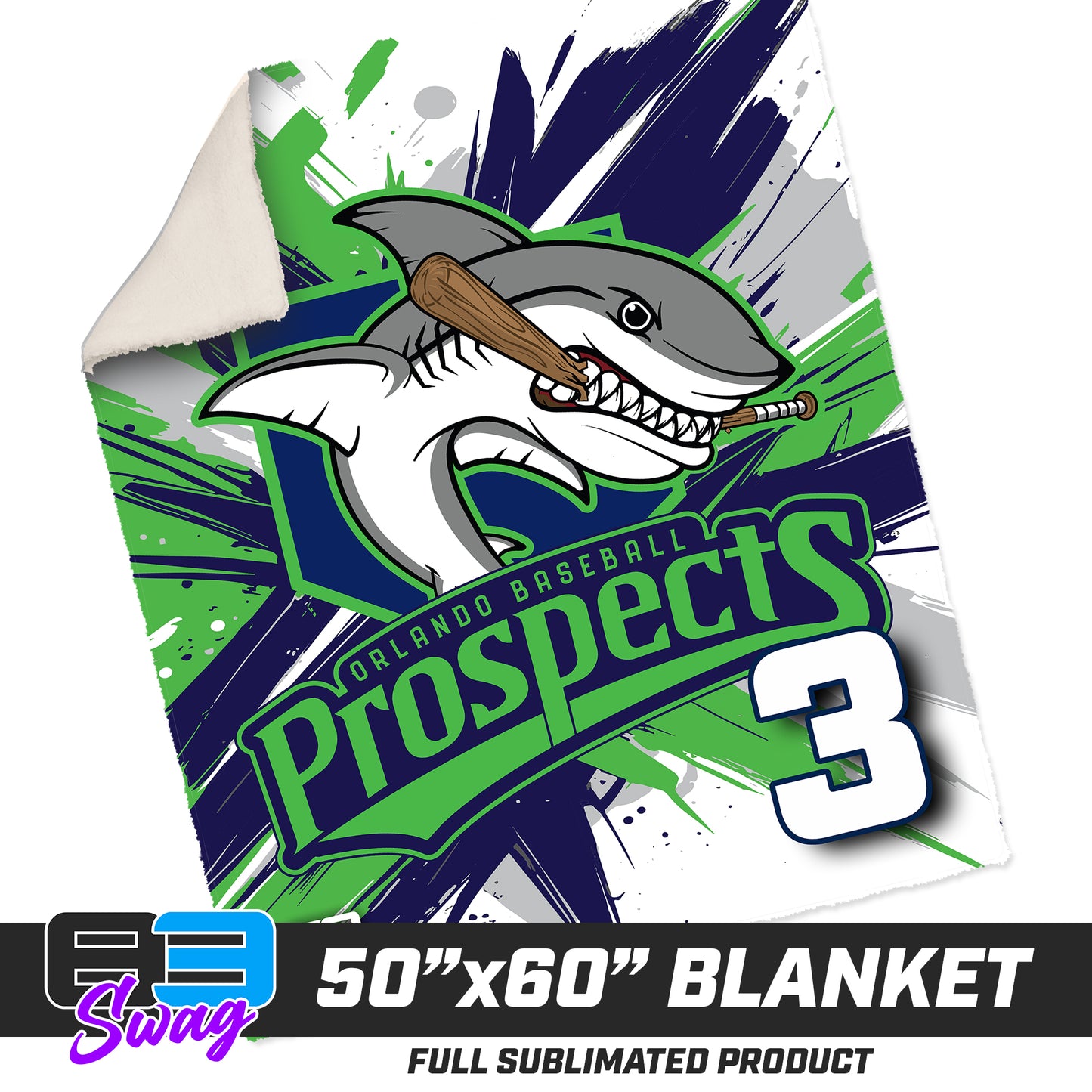 50”x60” Plush Sherpa Blanket - Orlando Baseball Prospects - Land Sharks V.2026