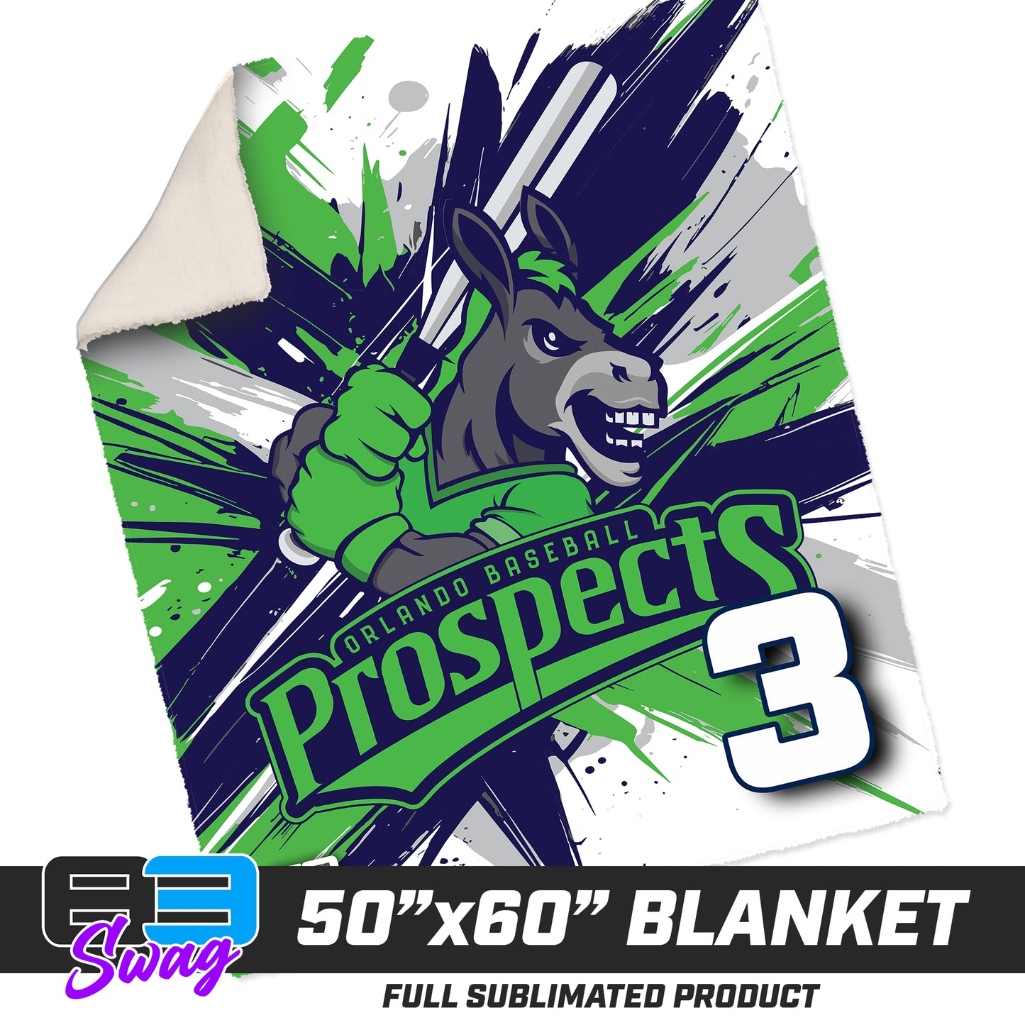 50”x60” Plush Sherpa Blanket - Orlando Baseball Prospects - Swamp Donkeys V.2026