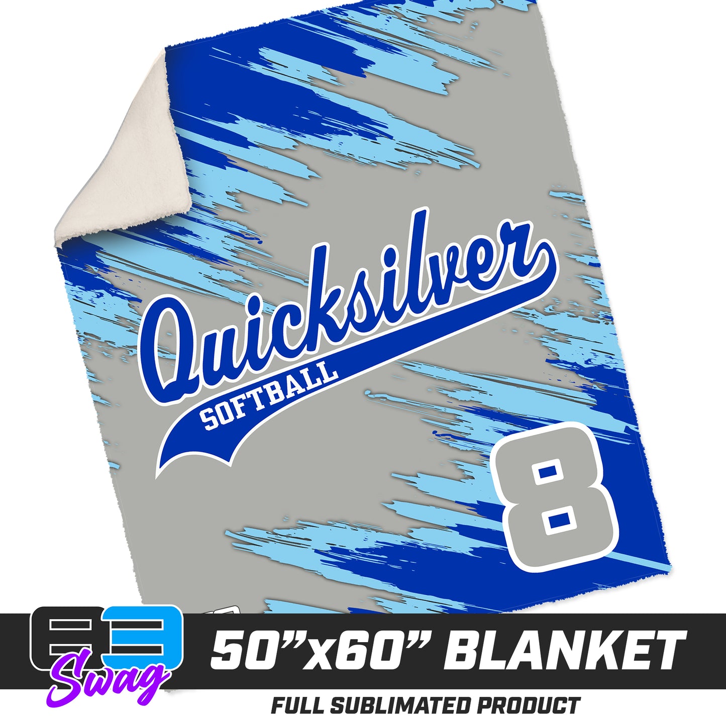 50”x60” Plush Sherpa Blanket - Quicksilver Softball