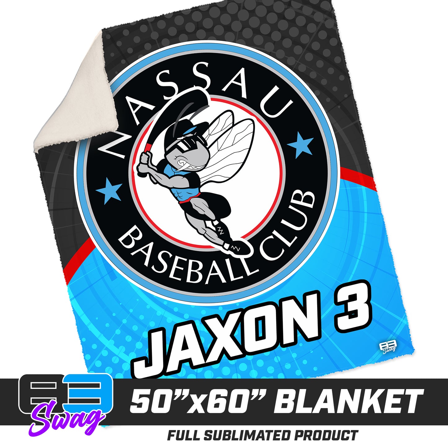CUSTOM - 50”x60” Plush Sherpa Blanket - NBC Gnats Baseball