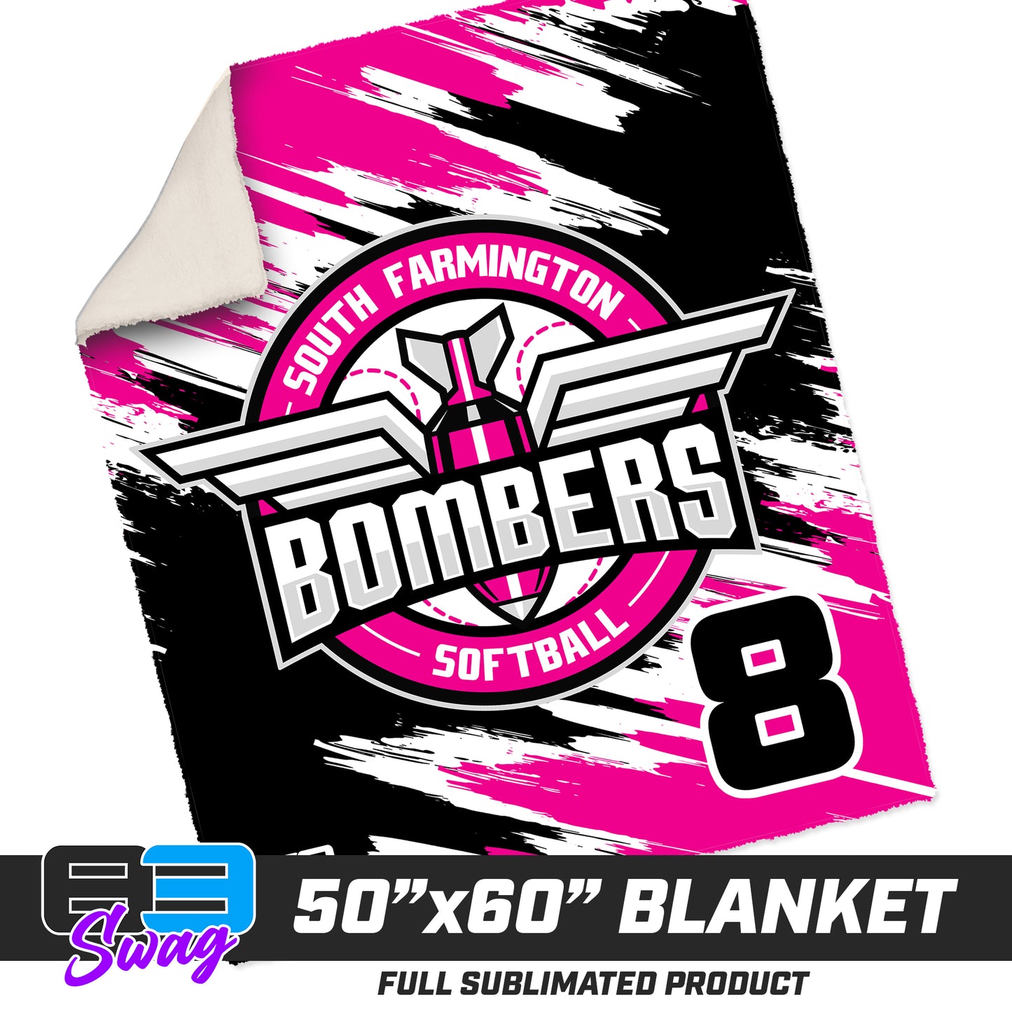 50”x60” Plush Sherpa Blanket - South Farmington Bombers Softball