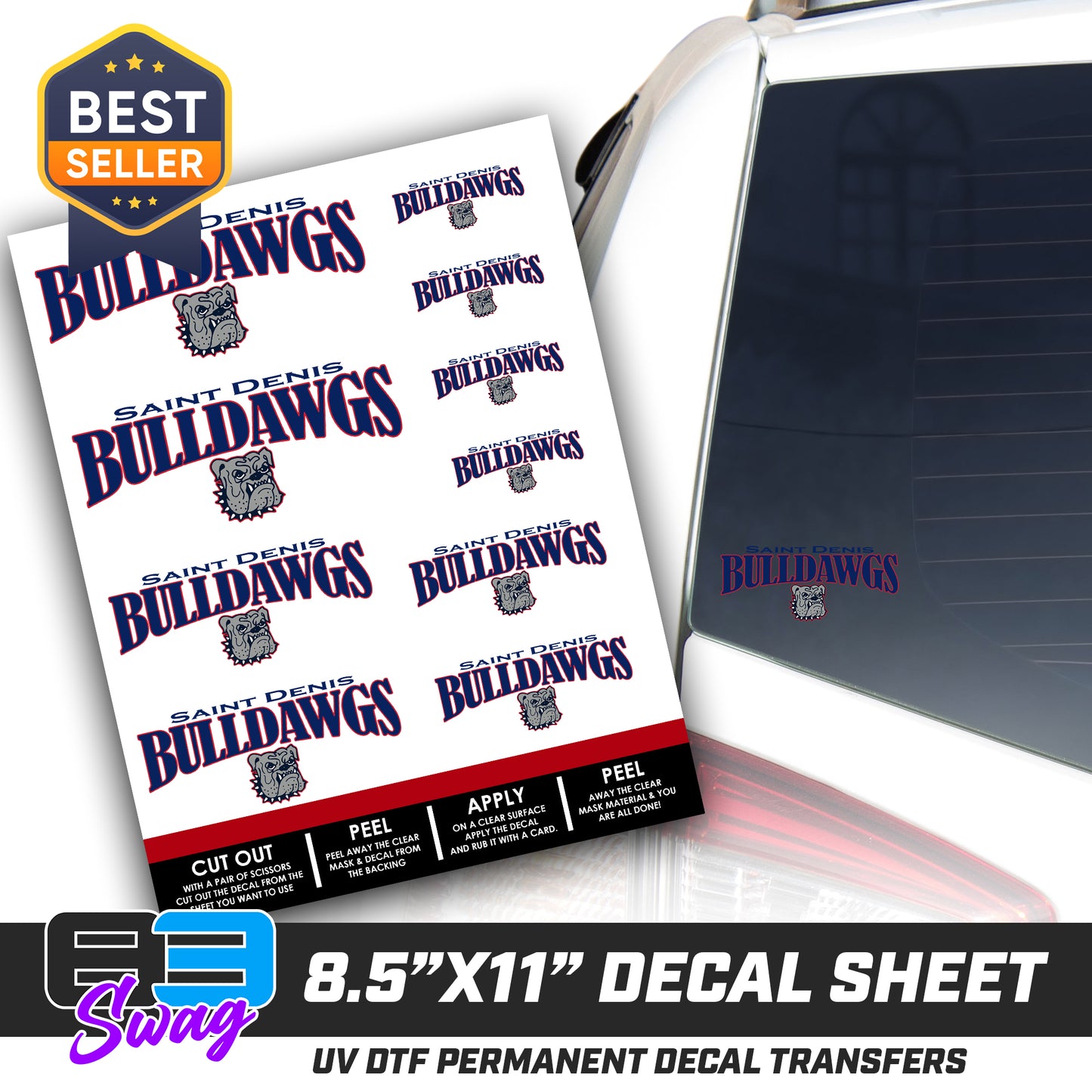 Logo Decal Pack Sheet - St. Denis Bulldawgs