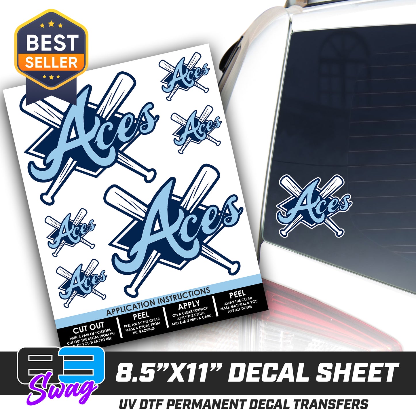 Logo Decal Pack Sheet - Aces Baseball