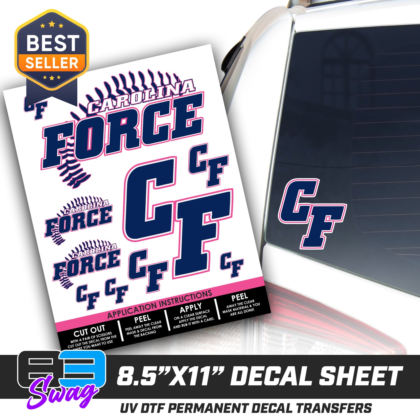 Logo Decal Pack Sheet - Carolina Force Softball