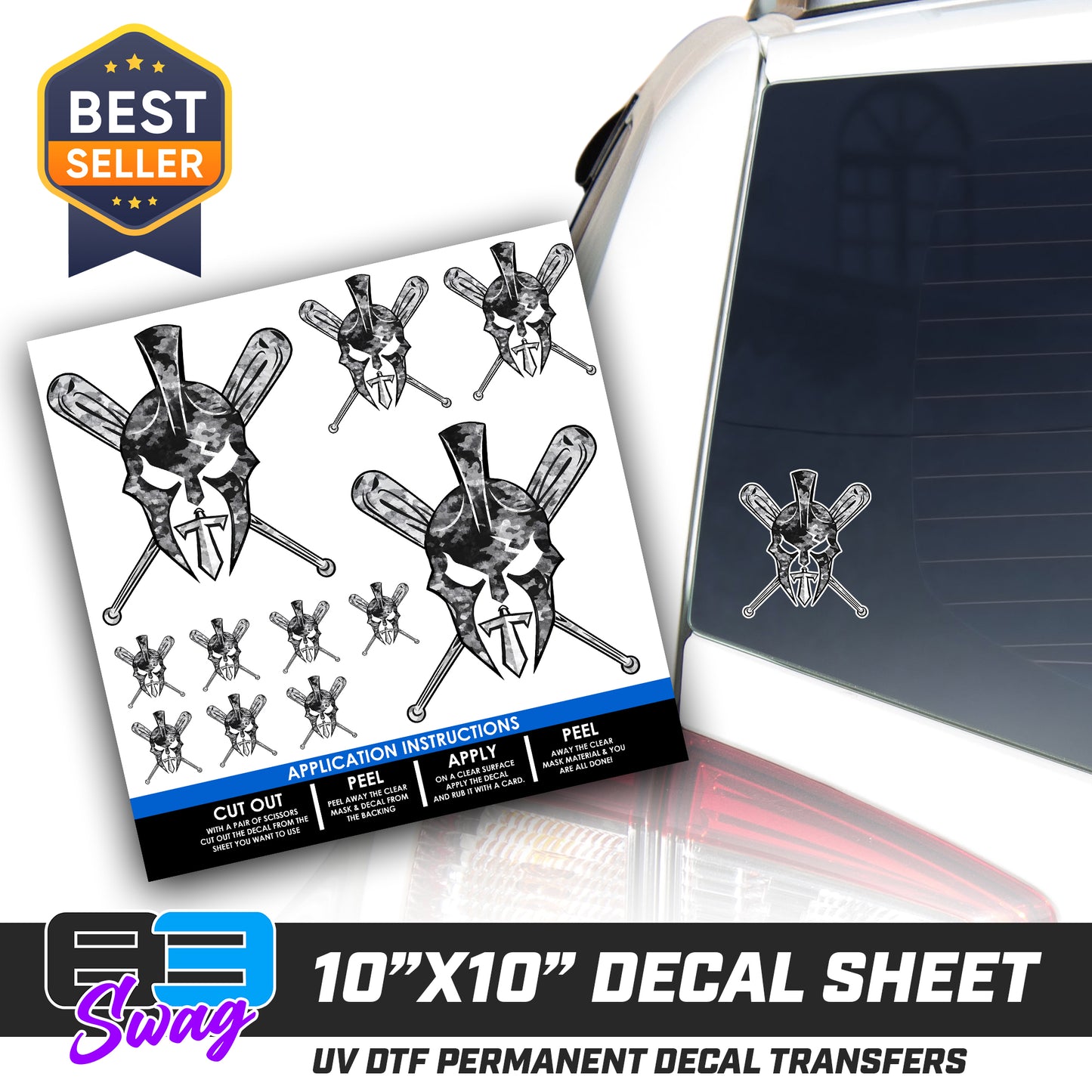 DTF Decal Sheet - 10x10 Sheet - Cut, Peel & Stick! - St. Johns Titans Baseball