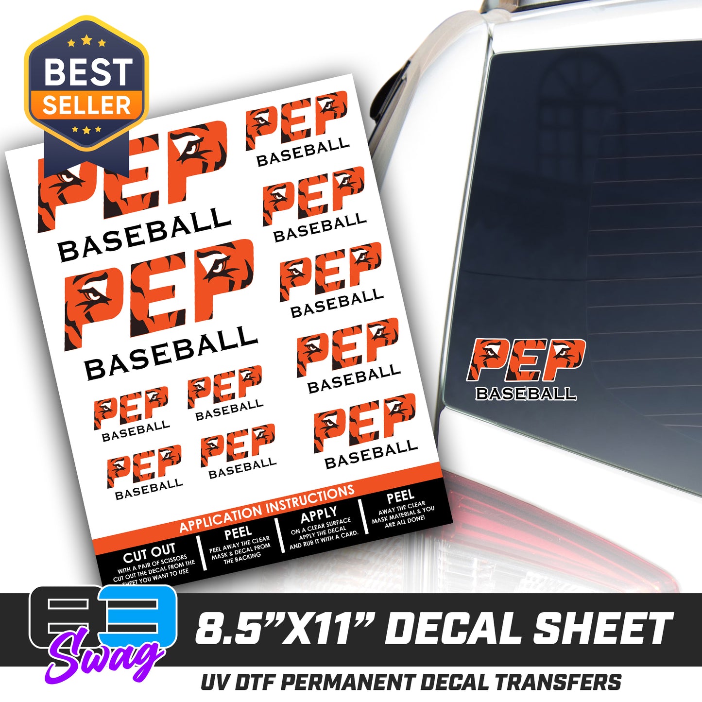 Logo Decal Pack Sheet - PEP Tigers Baseball