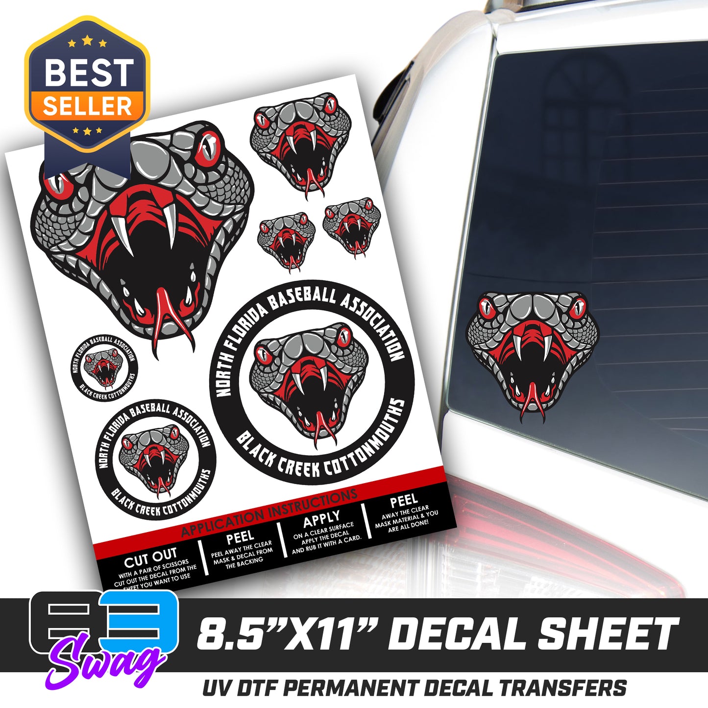 Logo Decal Pack Sheet - Black Creek Cottonmouths