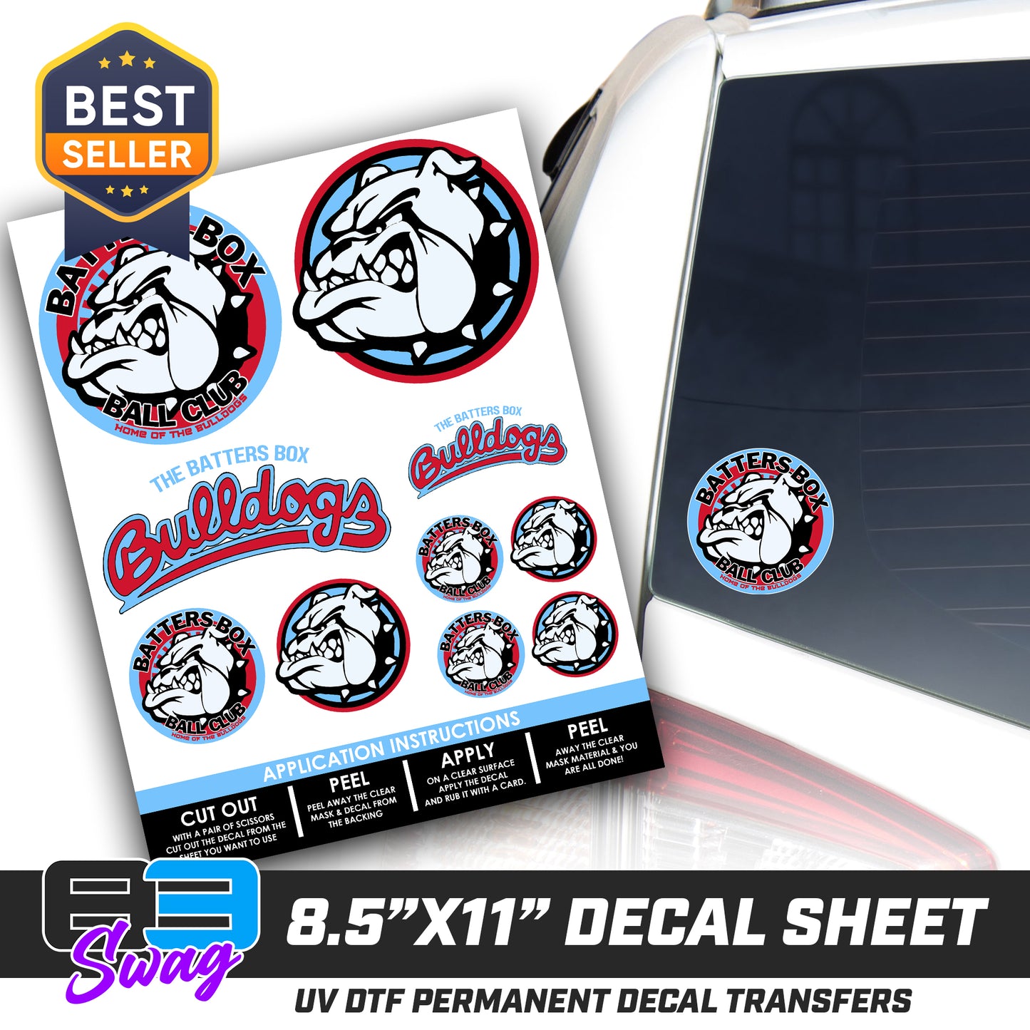 Logo Decal Pack Sheet - Batters Box Bulldogs Softball
