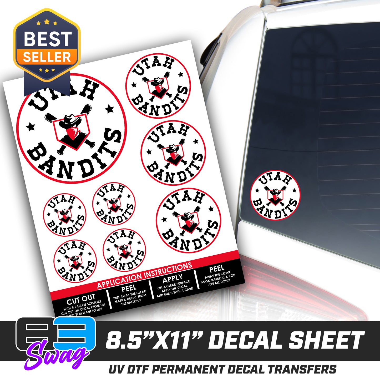 Logo Decal Pack Sheet - Utah Bandits Baseball