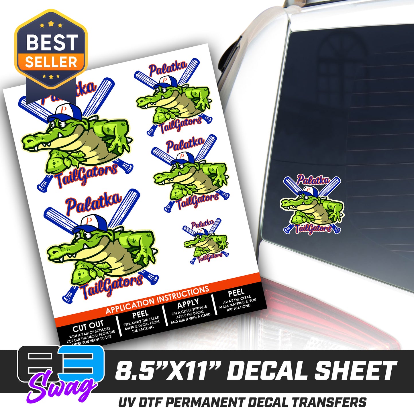 Logo Decal Pack Sheet - Palatka TailGators Baseball - 2024 FALL EDITION