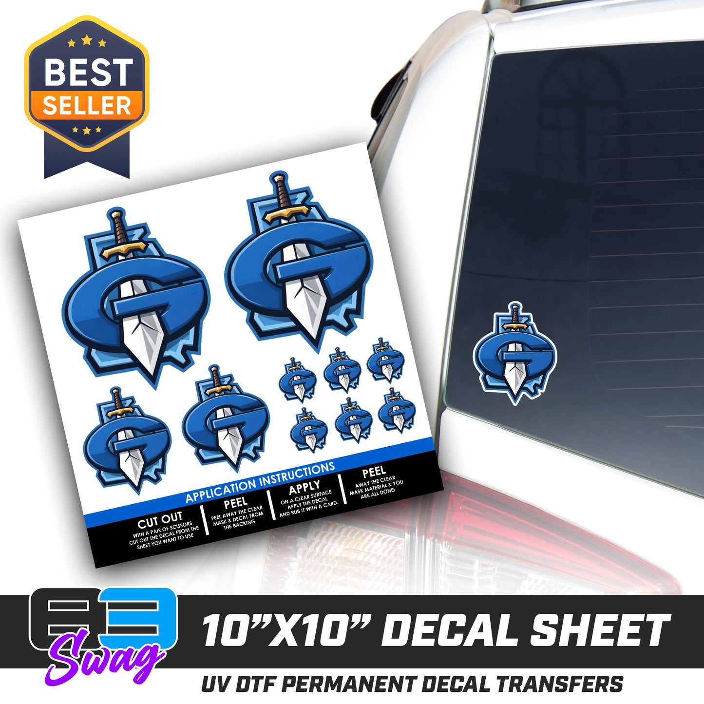 DTF Decal Sheet - 10x10 Sheet - Cut, Peel & Stick! - Georgia Titans Elite Baseball