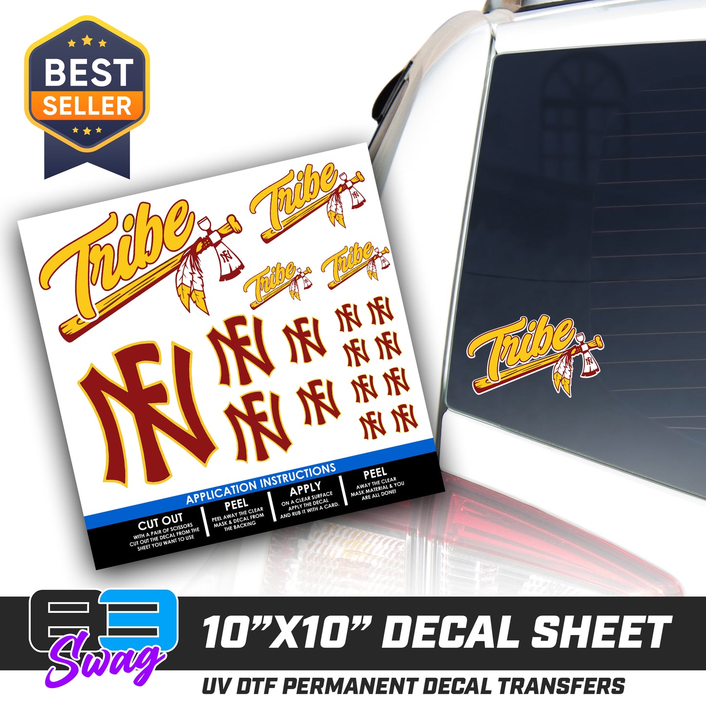 DTF Decal Sheet - 10x10 Sheet - Cut, Peel & Stick! - North Florida Tribe