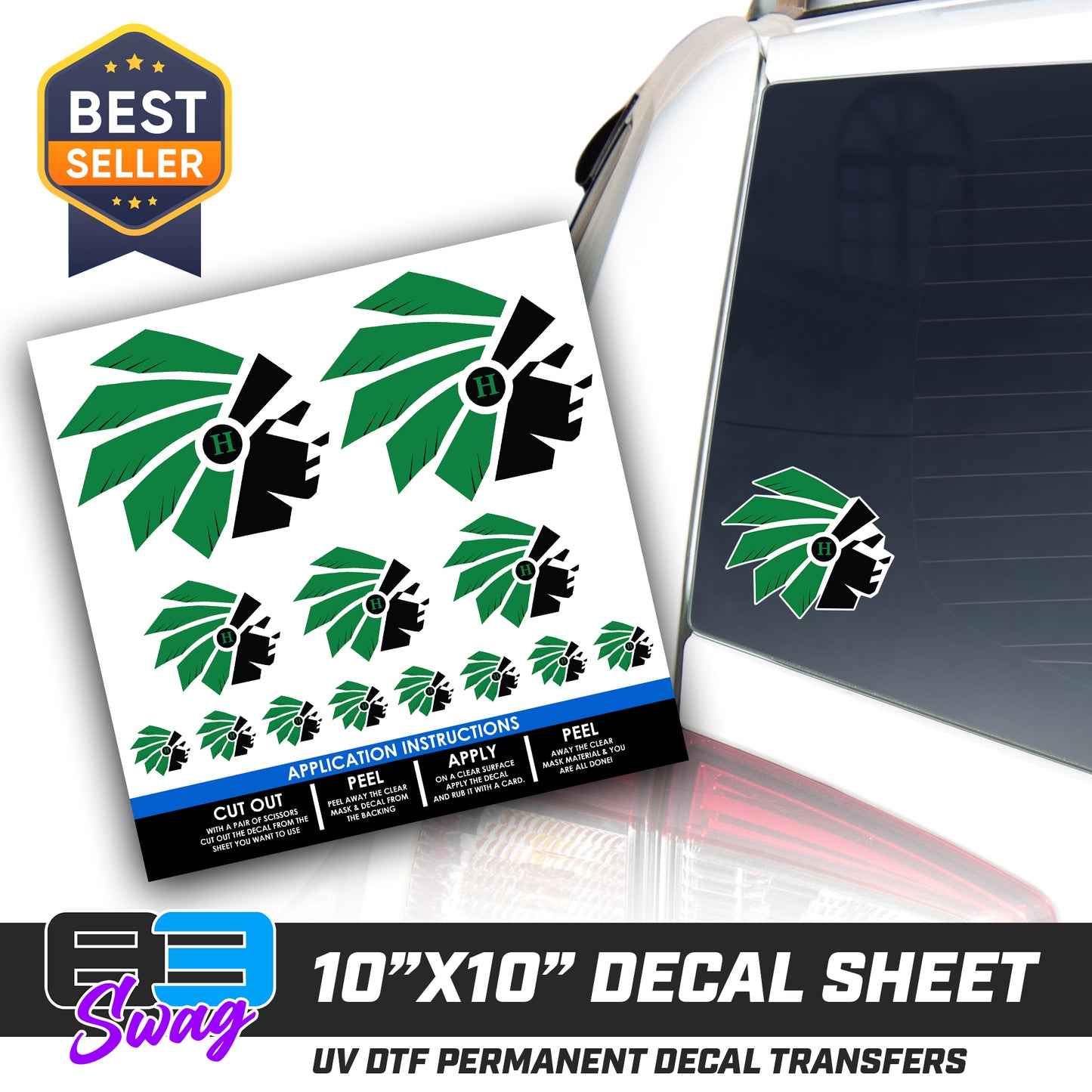 DTF Decal Sheet - 10x10 Sheet - Cut, Peel & Stick! - Hopatcong Warriors
