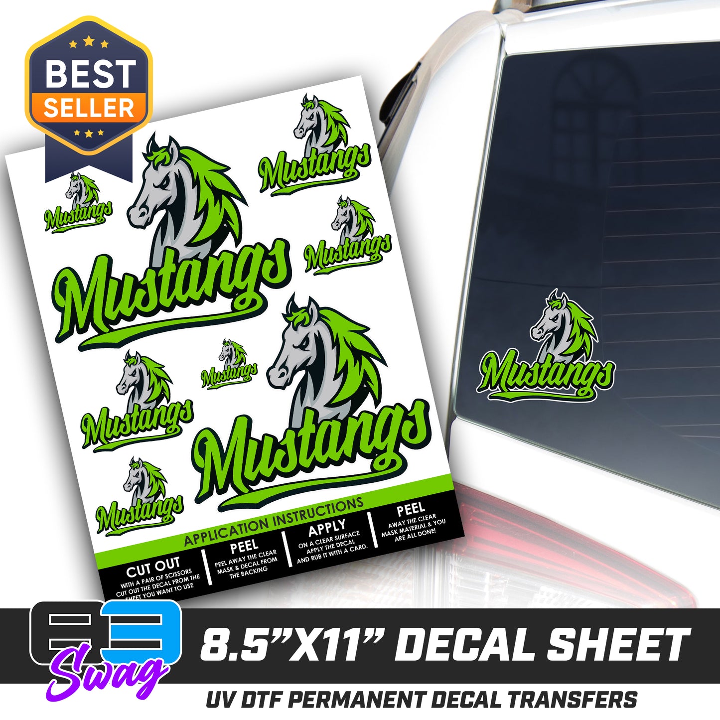 Logo Decal Pack Sheet - Mustangs