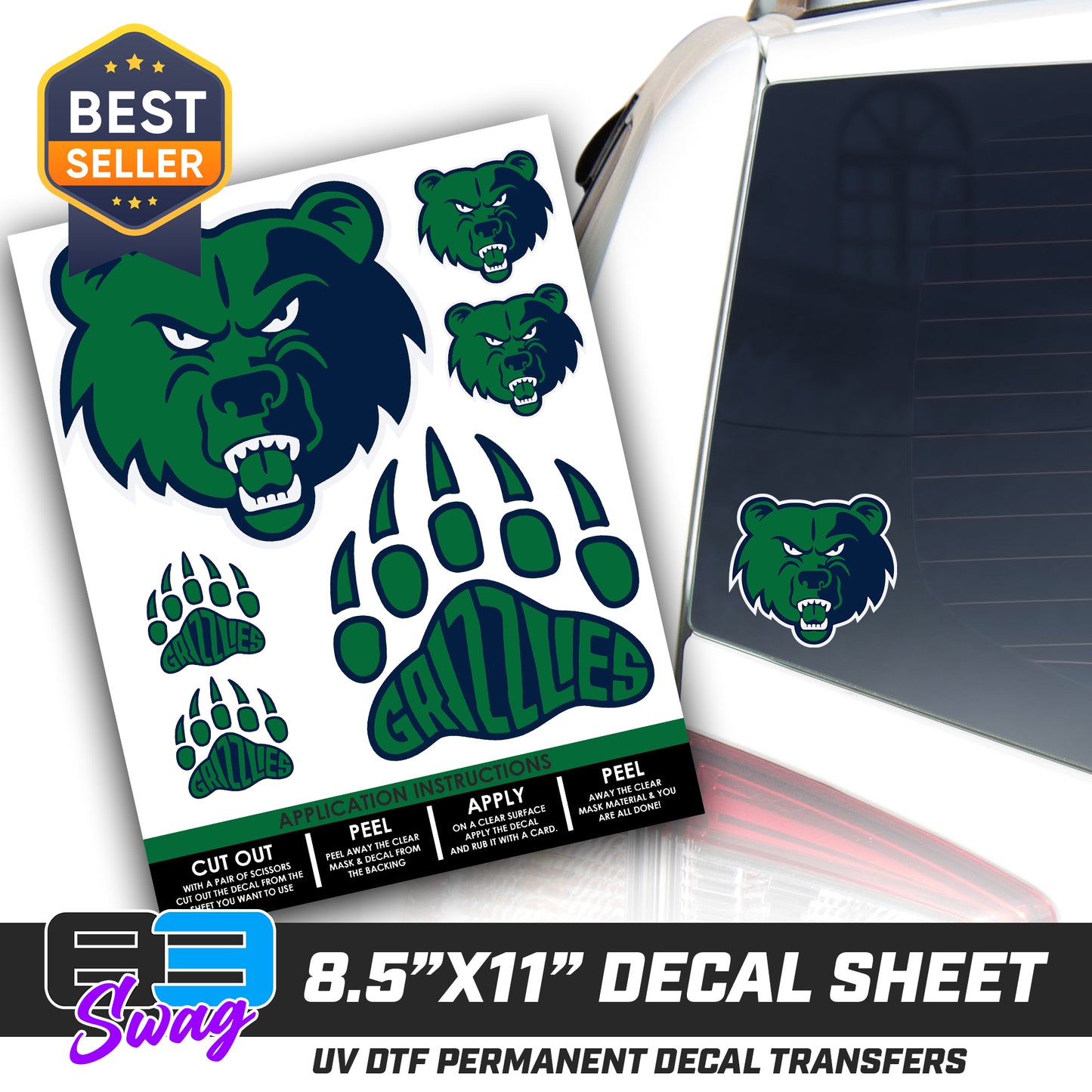 Logo Decal Pack Sheet - Creekview Grizzlies