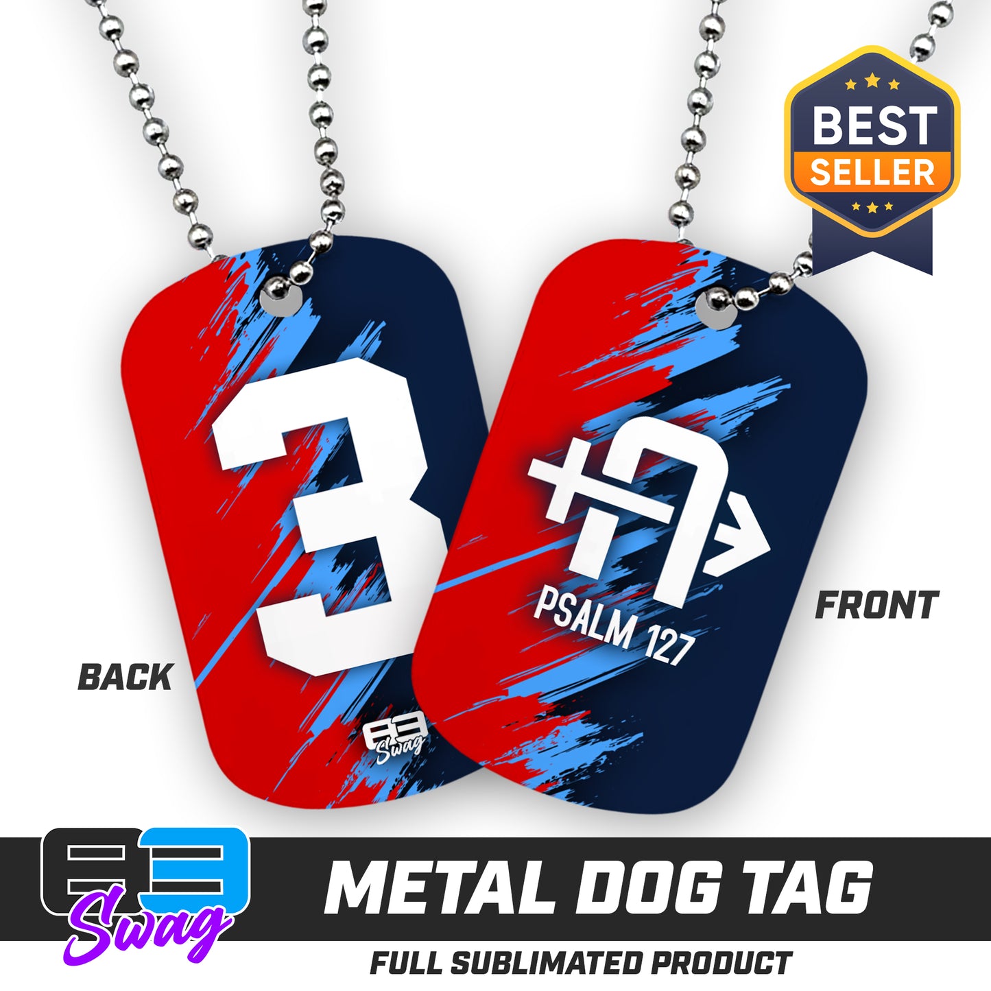 CUSTOM - Double Sided Dog Tag - Arrows Baseball