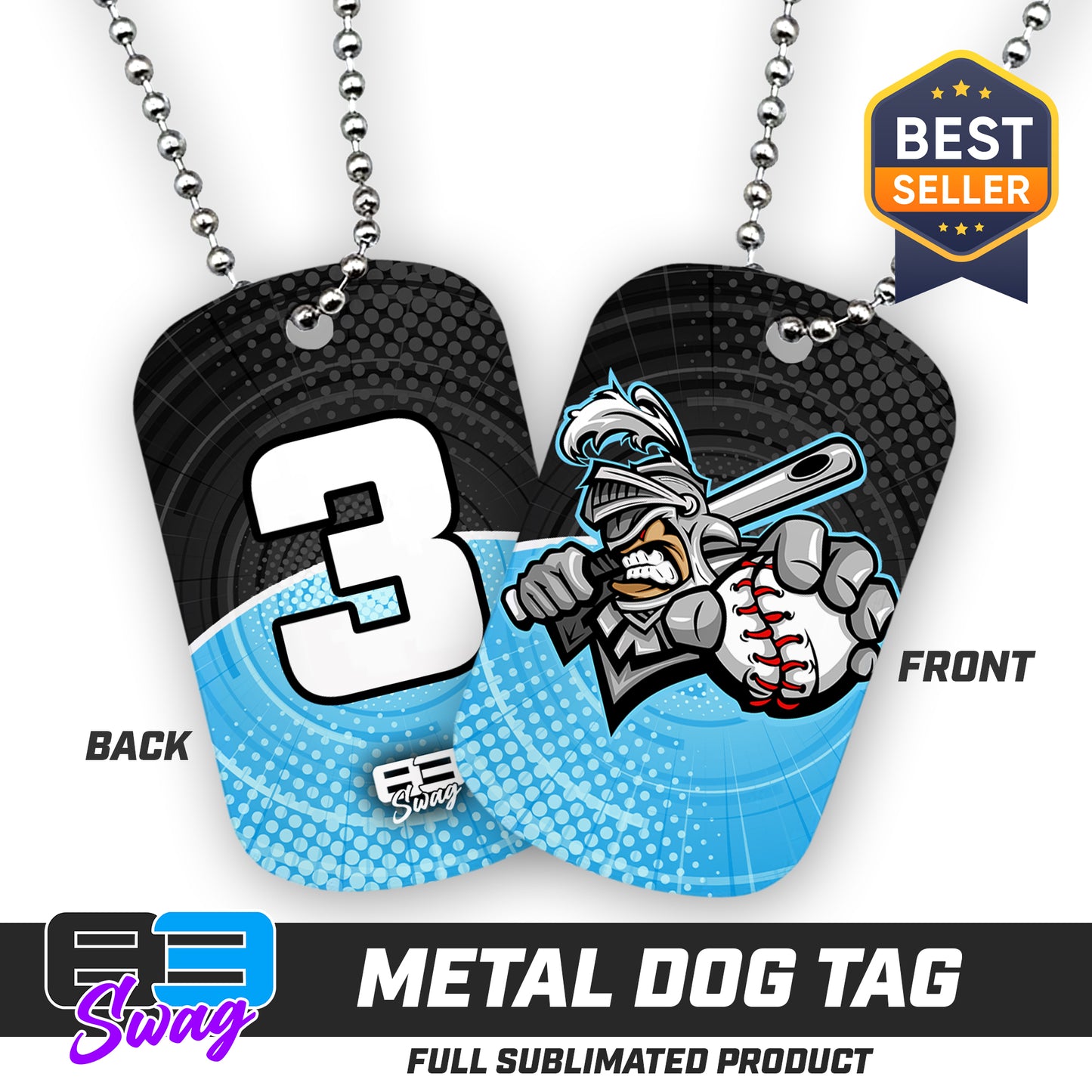 CUSTOM - Double Sided Dog Tag - Knights Baseball