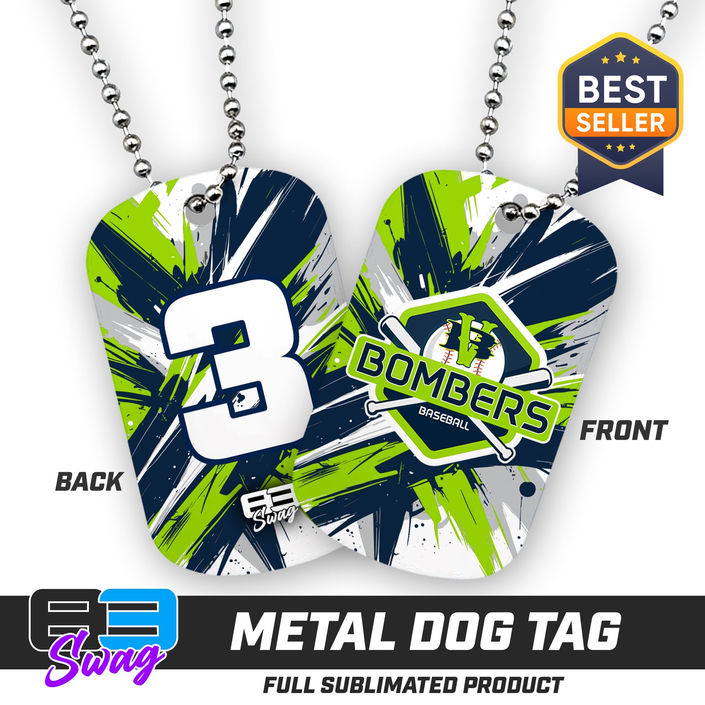Double Sided Dog Tag - VB Bombers Baseball