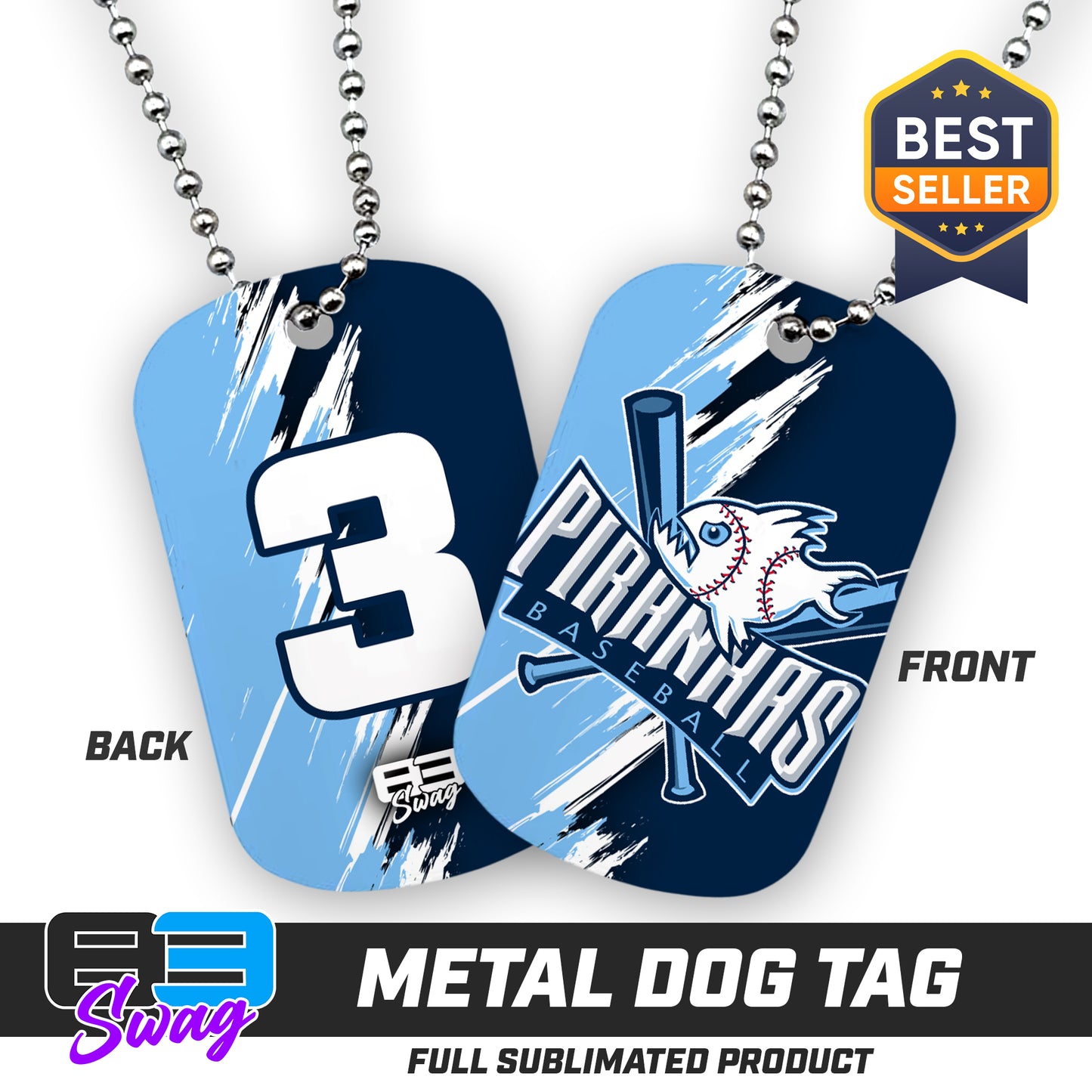 Double Sided Dog Tag - Piranhas Baseball
