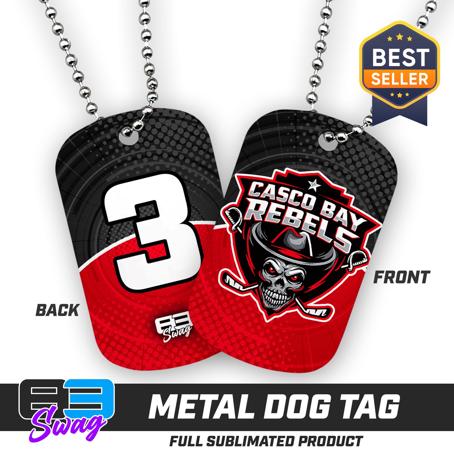 CUSTOM - Double Sided Dog Tag - Casco Bay Rebels Hockey