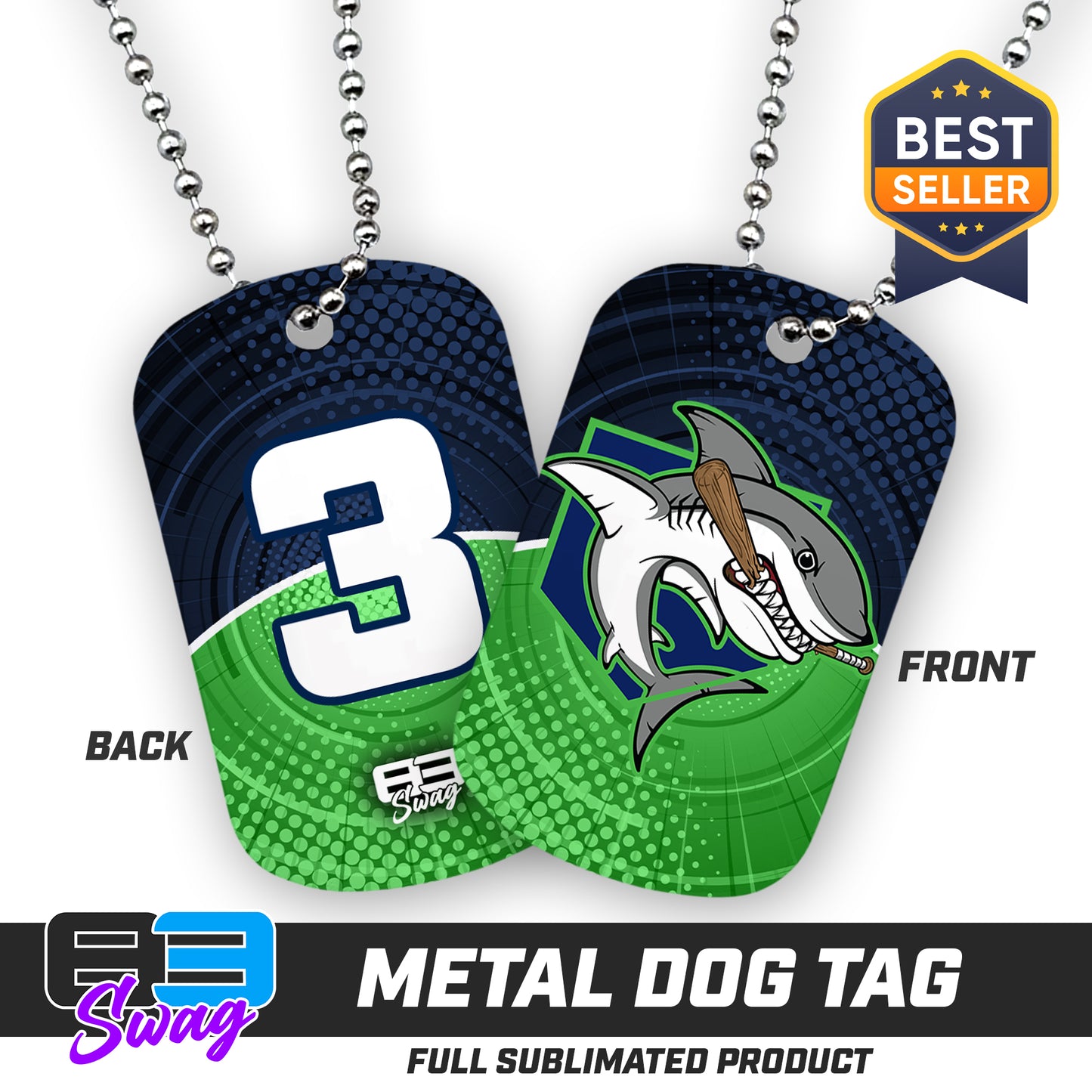CUSTOM - Double Sided Dog Tag - Orlando Baseball Prospects - OBP - Land Sharks