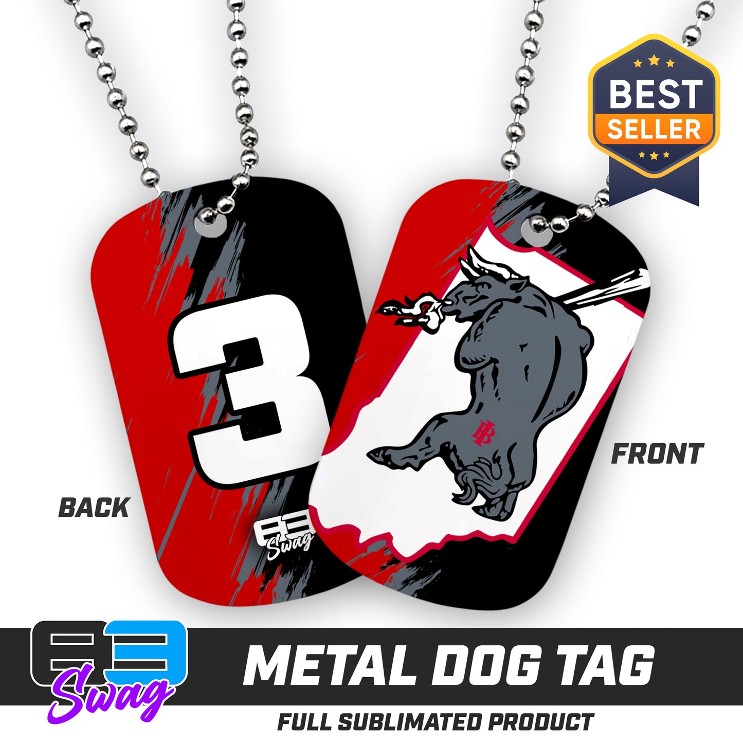 Double Sided Dog Tag - Indiana Bulls Baseball