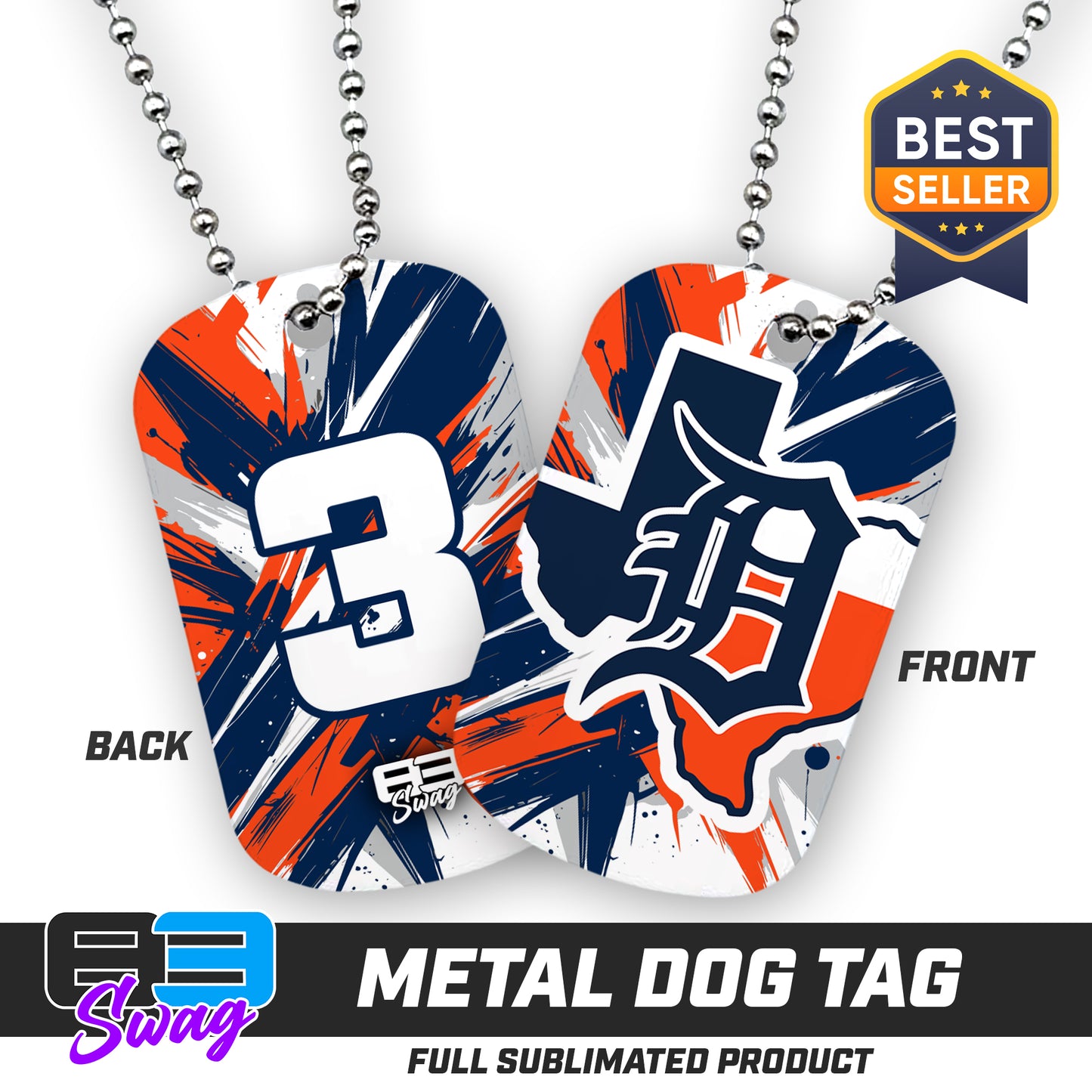 Double Sided Dog Tag - Dallas Tigers Baseball v.26