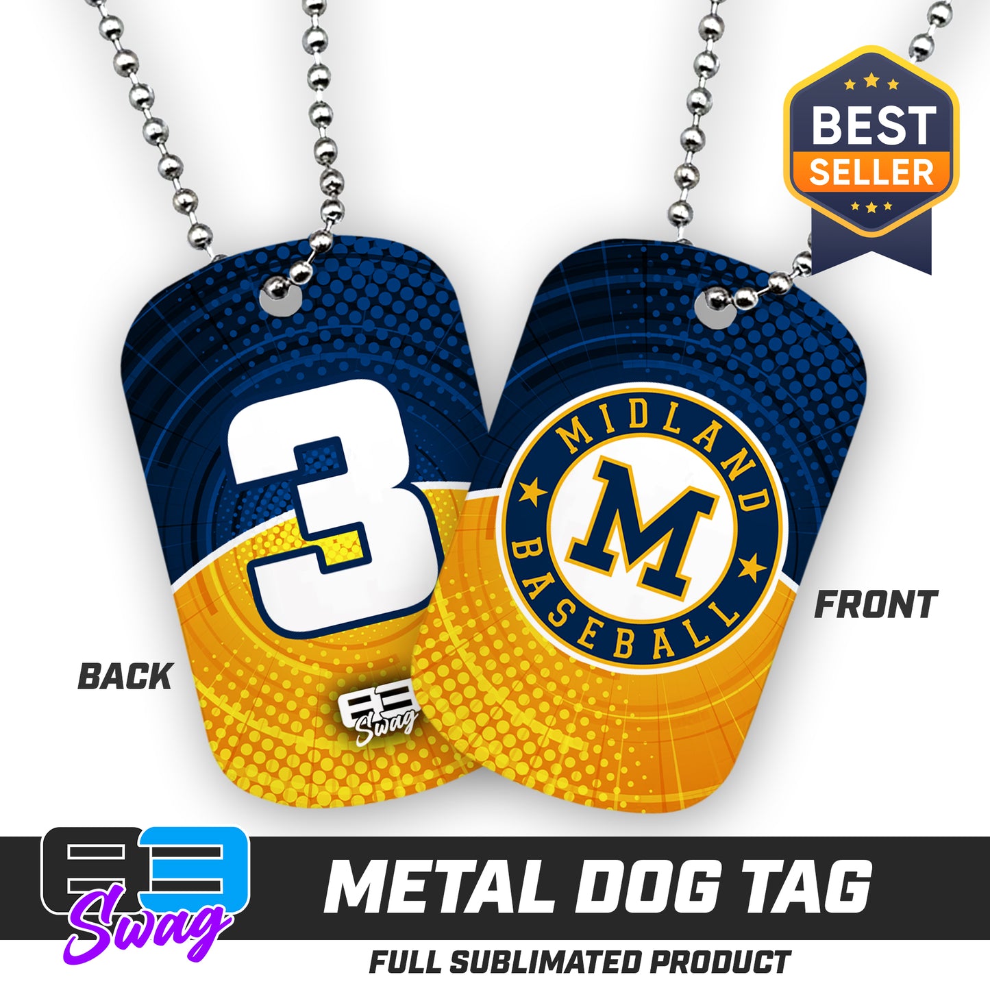 CUSTOM - Double Sided Dog Tag - Midland Baseball