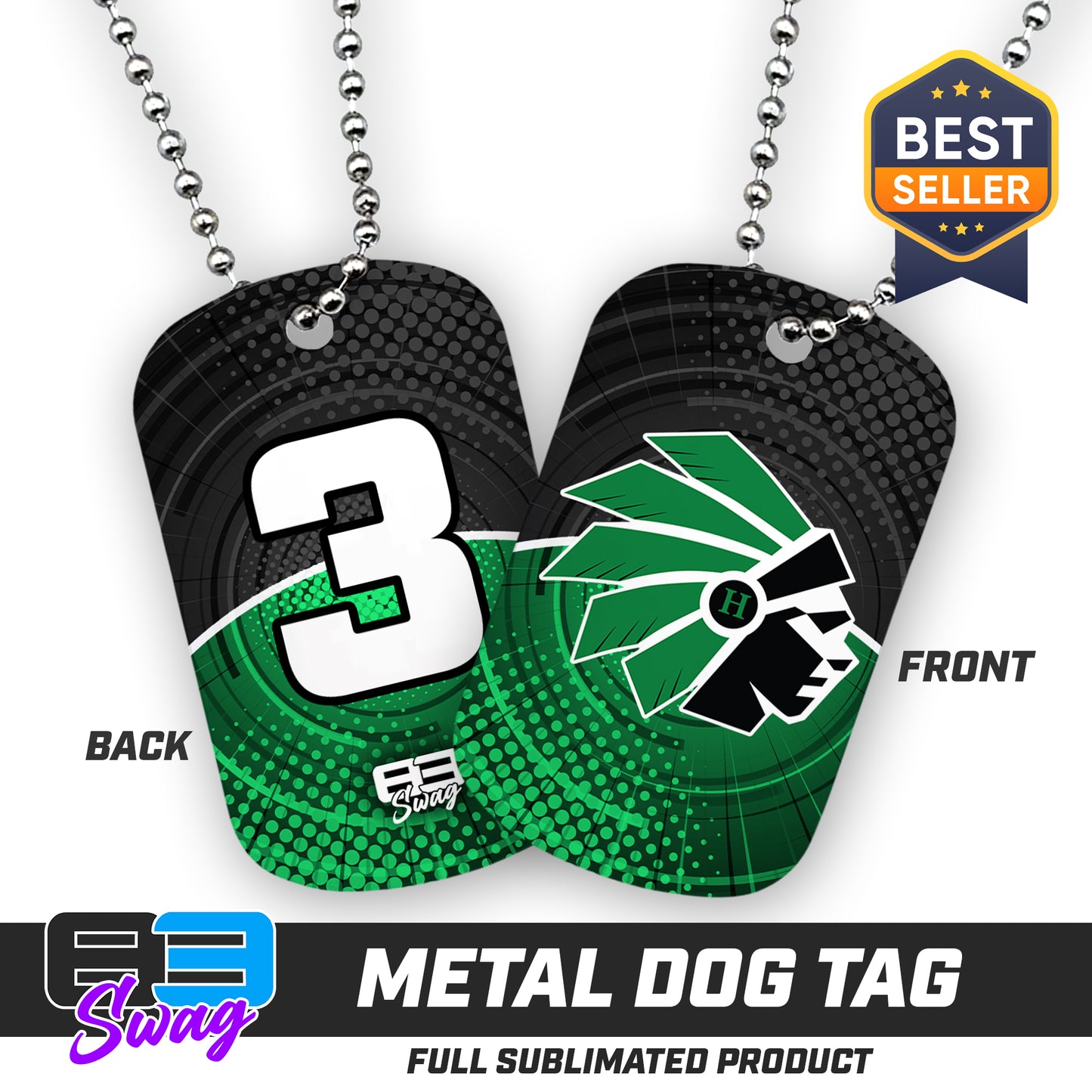 CUSTOM - Double Sided Dog Tag - Hopatcong Warriors